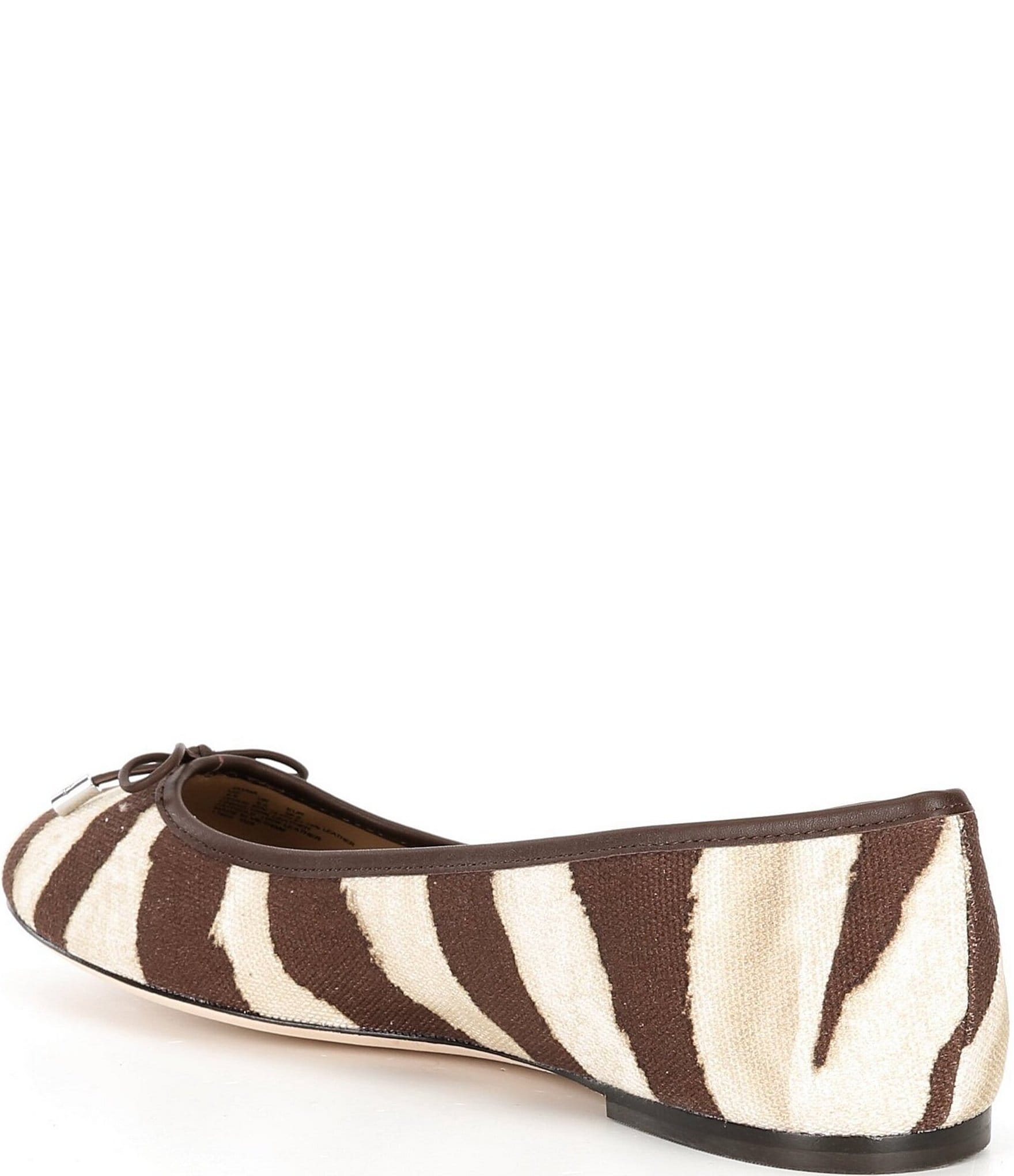 Lauren Ralph Lauren Jayna Zebra Print Canvas Ballet Bow Flats