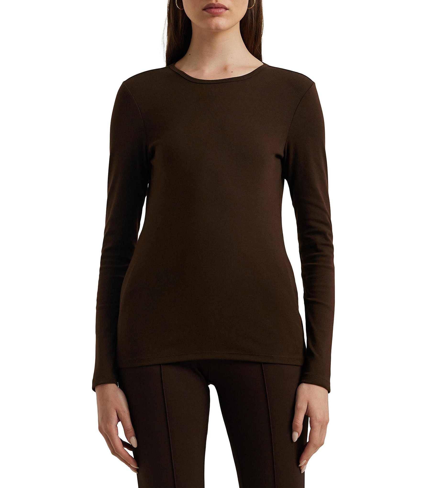 Lauren Ralph Lauren Soft Knit Crew Neck Long Sleeve Tee Shirt