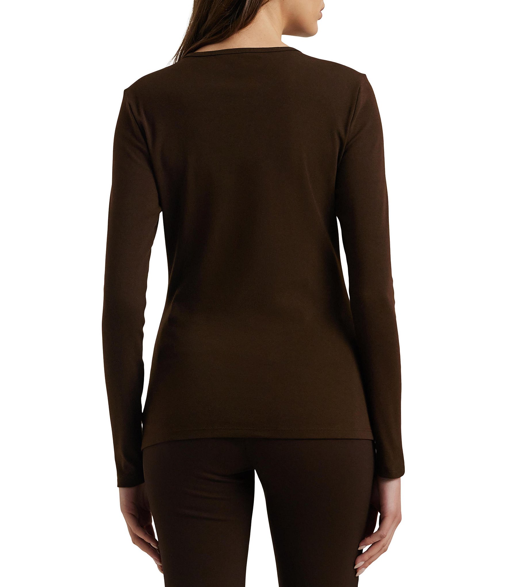 Lauren Ralph Lauren Soft Knit Crew Neck Long Sleeve Tee Shirt