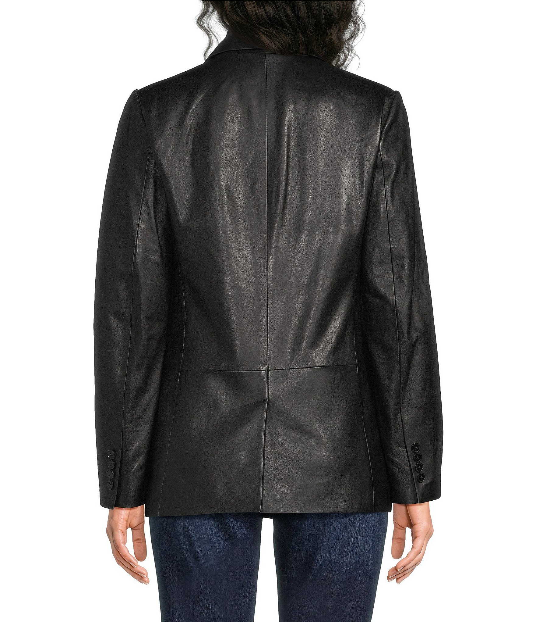 Lauren Ralph Lauren Lambskin Notch Collar Long Sleeves Single Button Blazer