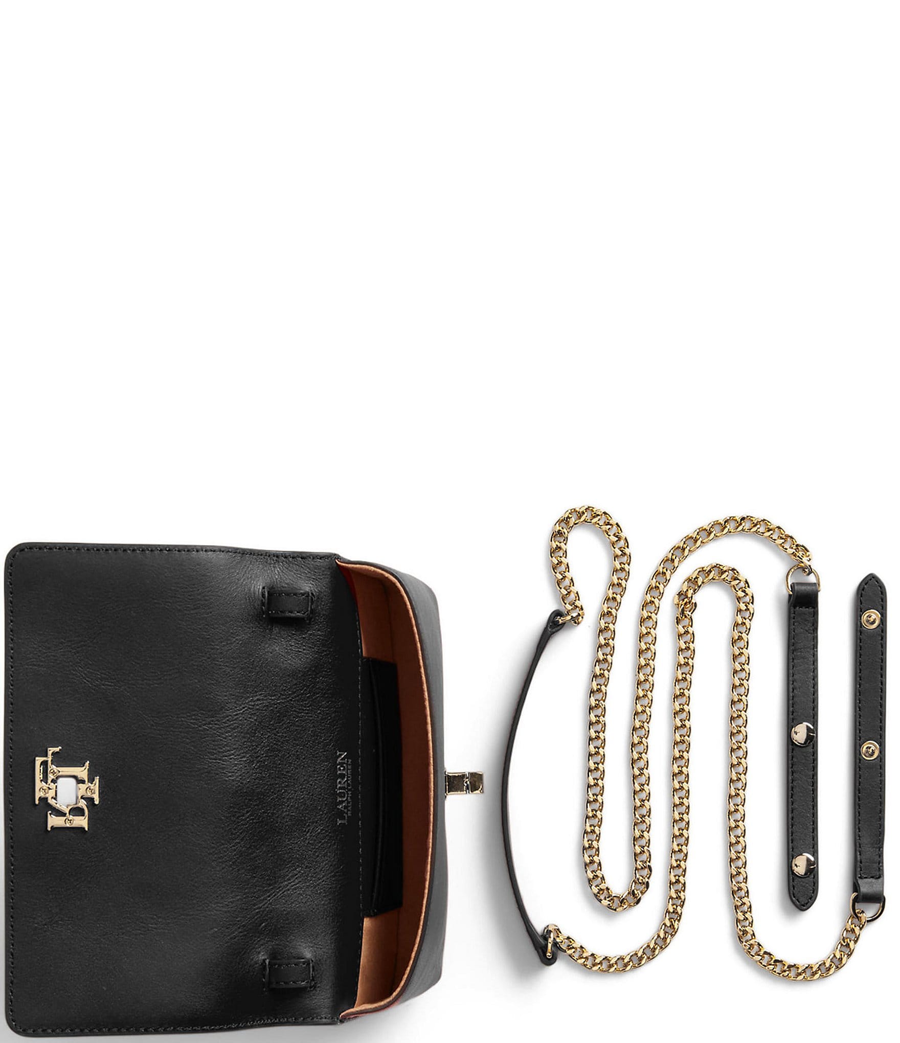 Lauren Ralph Lauren Gold Hardware Leather Crossbody Bag