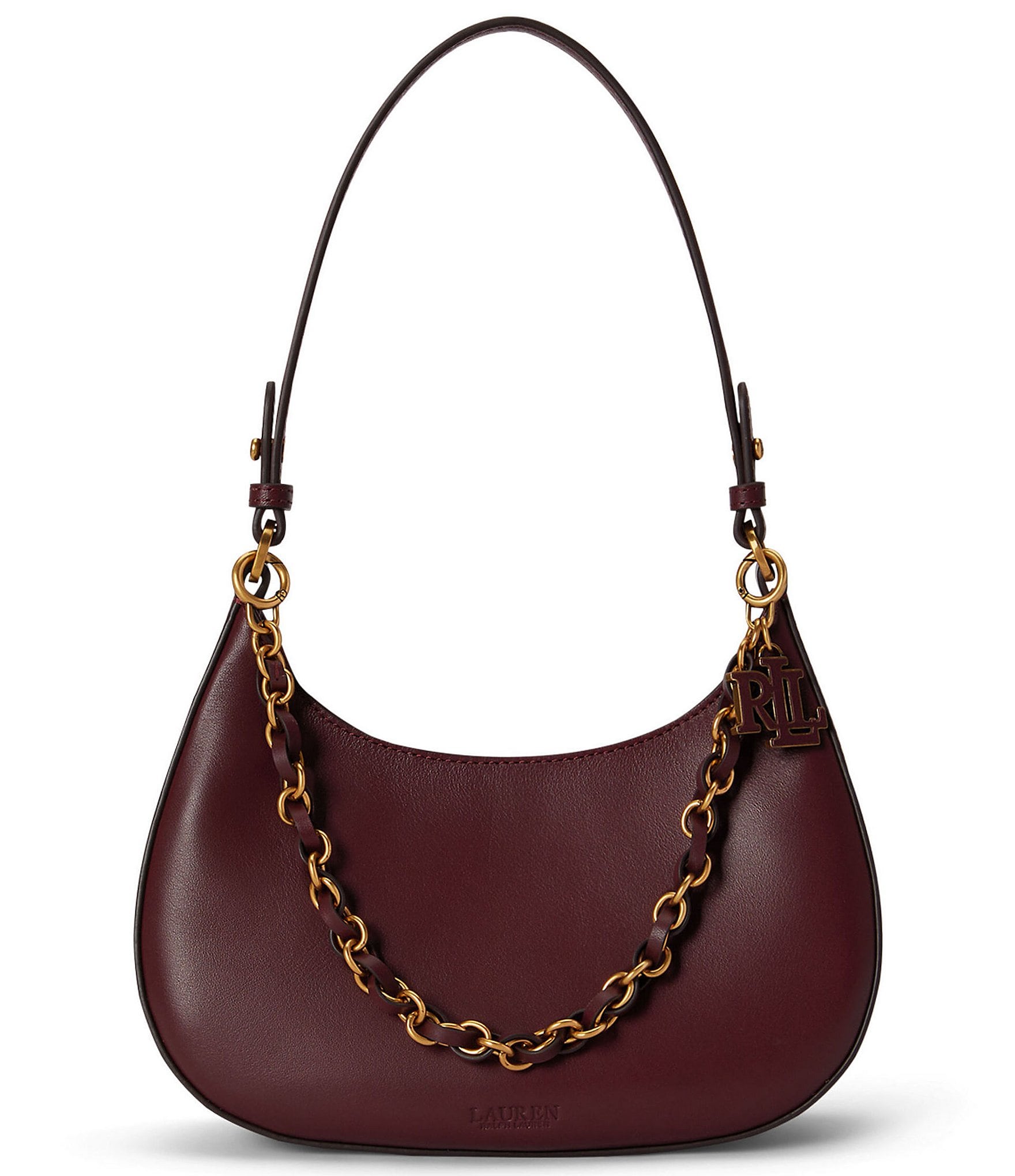 Lauren Ralph Lauren Marcy Leather Medium Zip Chain Shoulder Bag