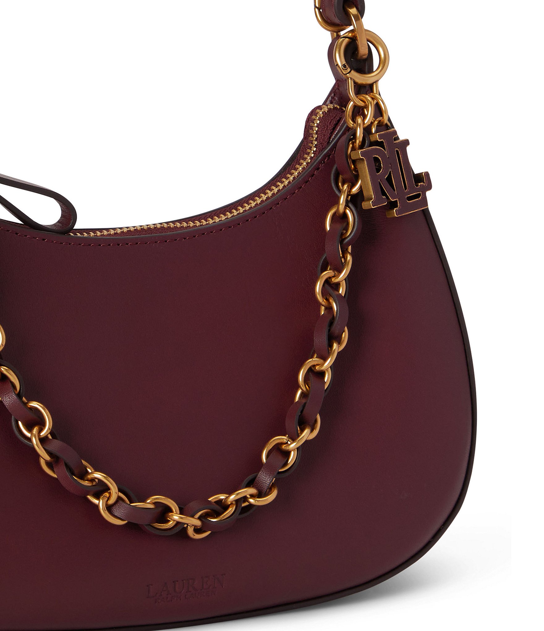 Lauren Ralph Lauren Marcy Leather Medium Zip Chain Shoulder Bag