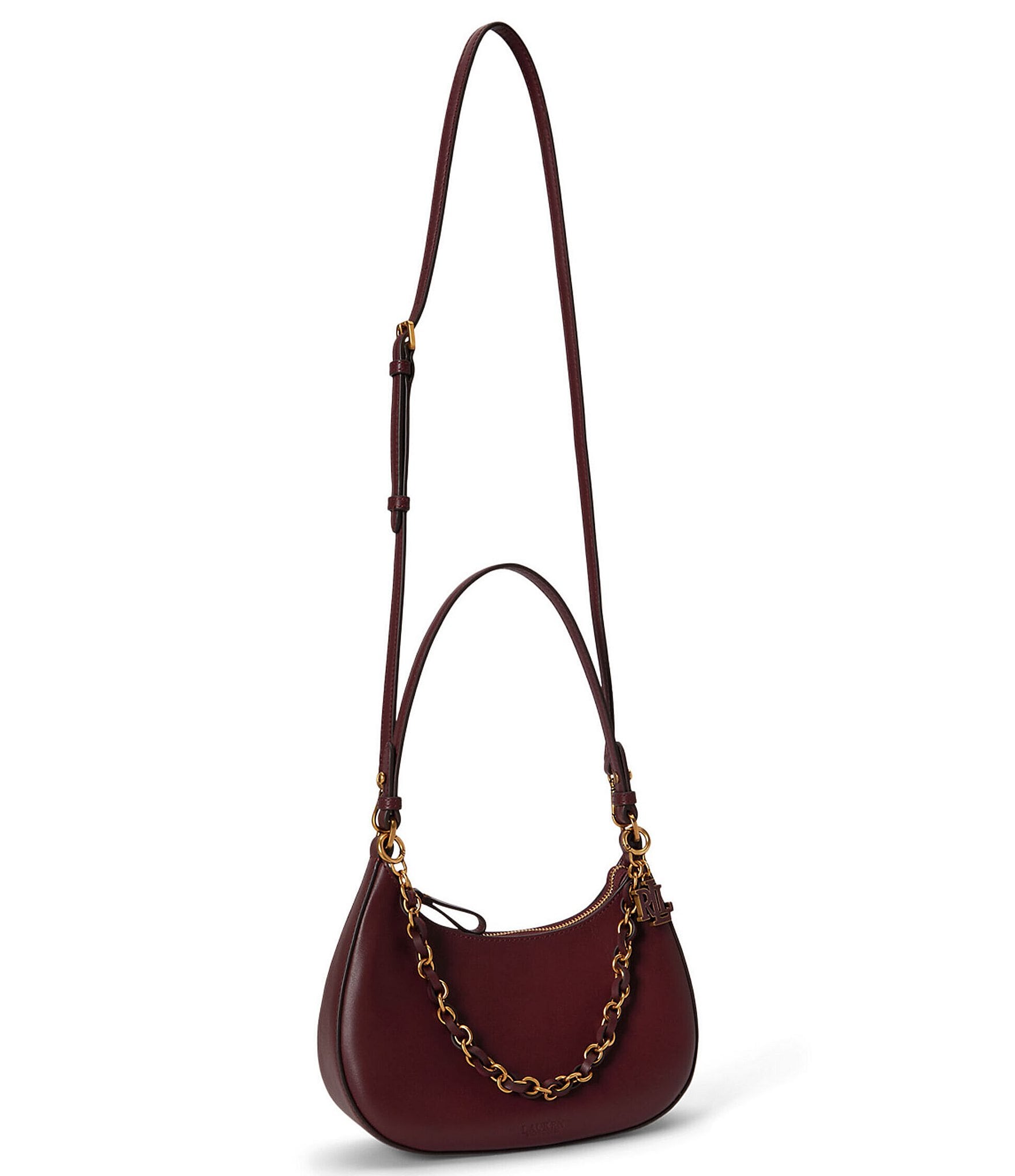 Lauren Ralph Lauren Marcy Leather Medium Zip Chain Shoulder Bag
