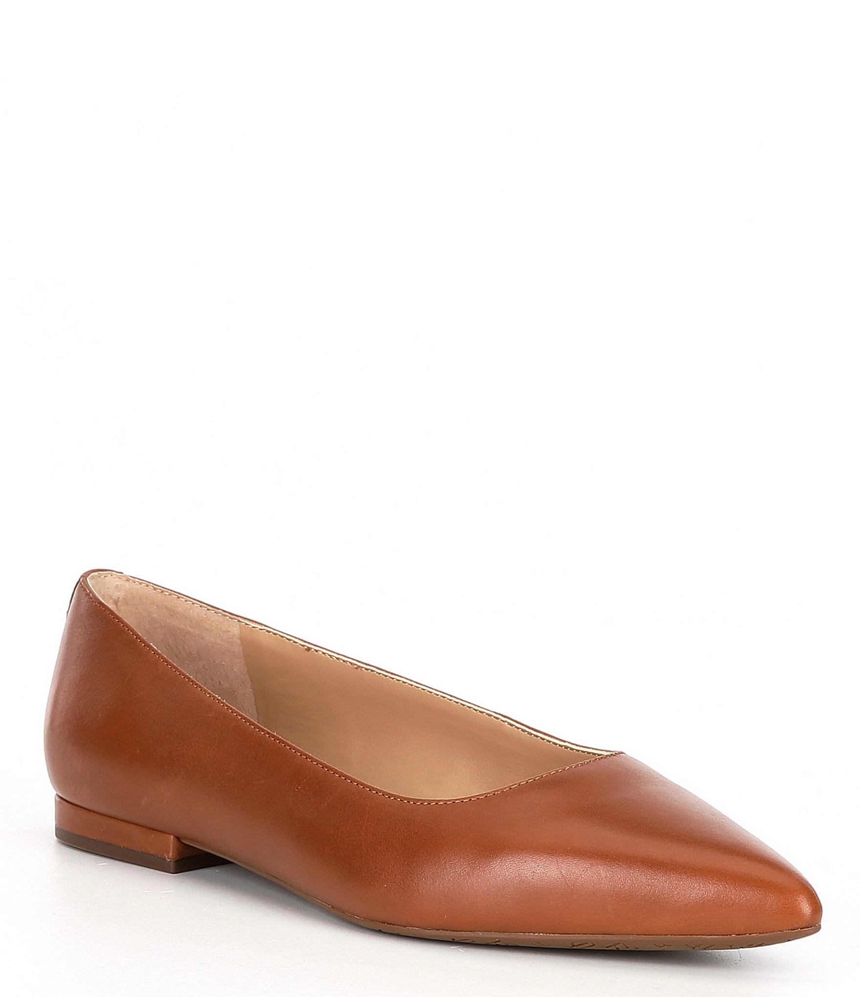 Lauren Ralph Lauren Londyn Burnished Leather Pointed Toe Ballet Flats ...