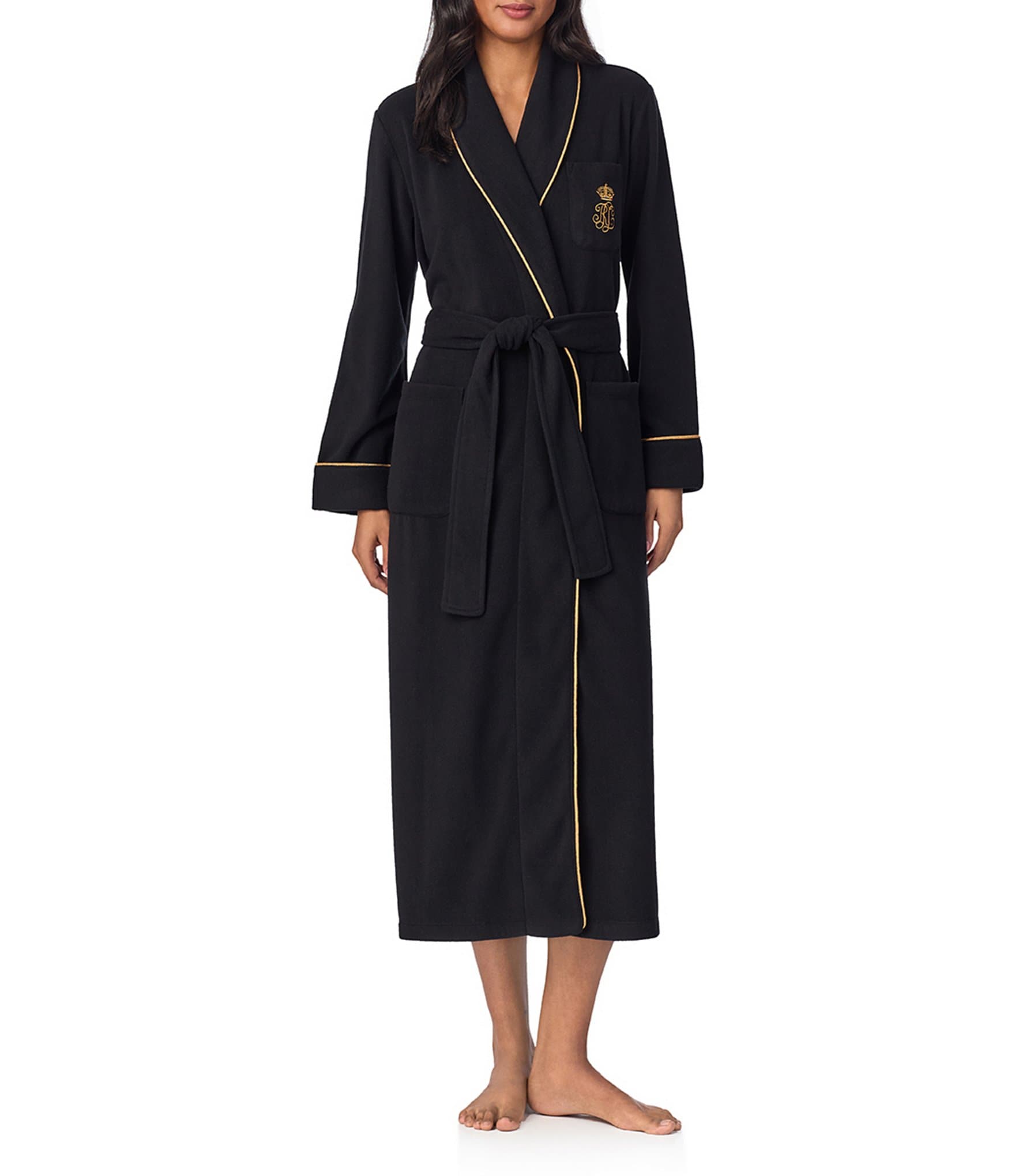 Lauren Ralph Lauren Long Shawl Collar Cozy Micro-Fleece Robe | Dillard's