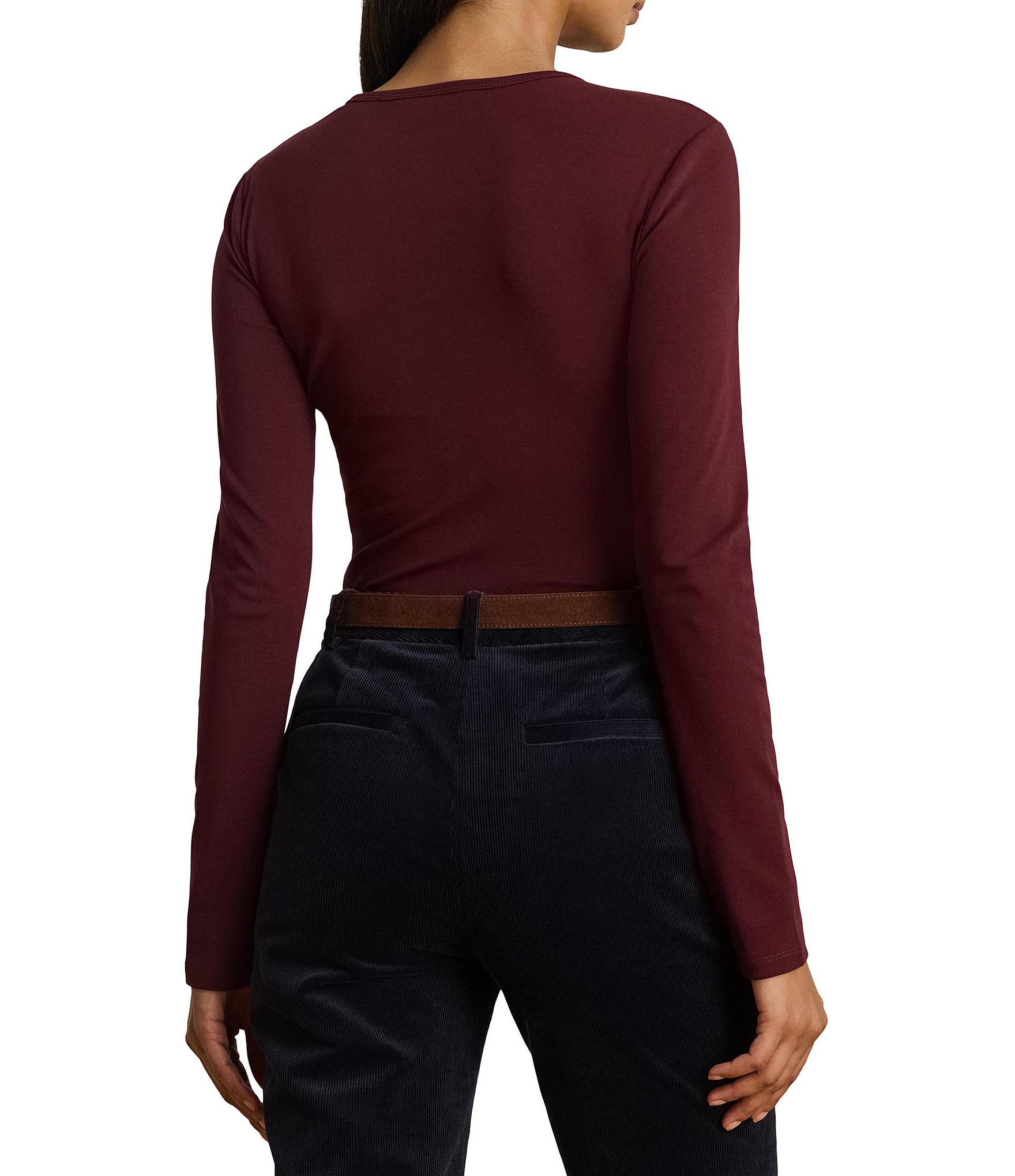 Lauren Ralph Lauren Long Sleeve Stretch Cotton T-Shirt