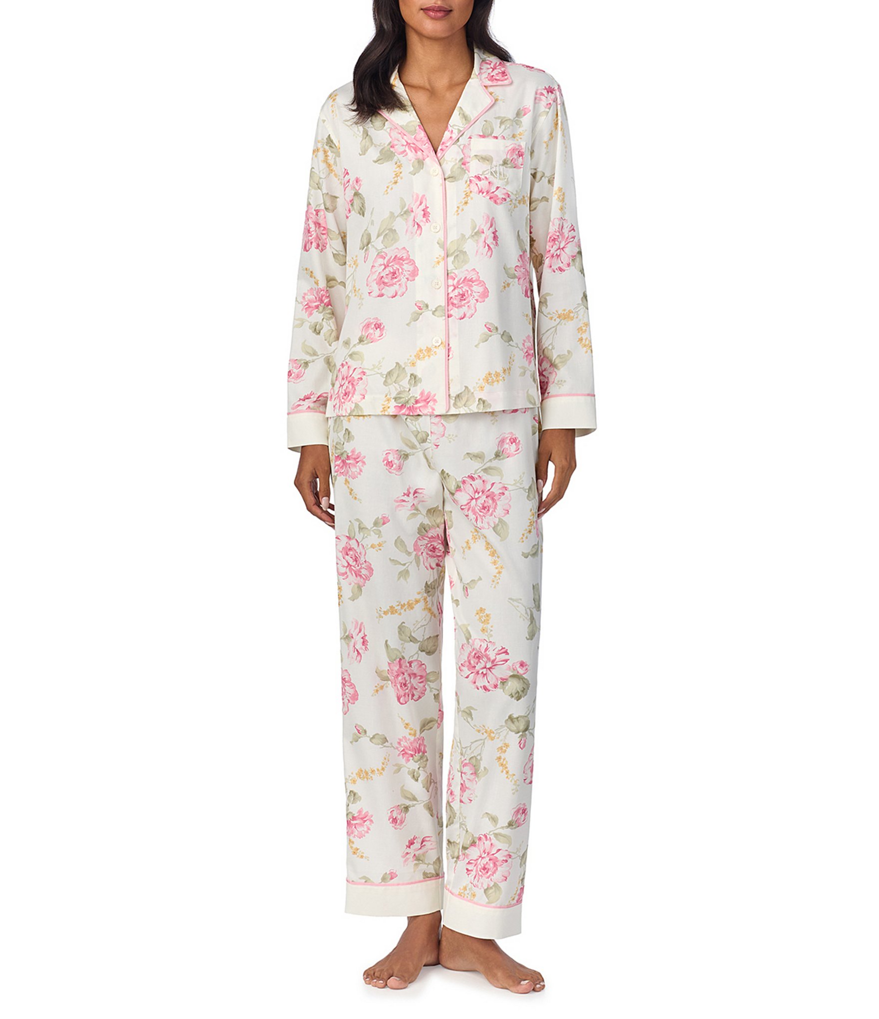 Lauren Ralph Lauren Fleece Notch Collar Pajama Set