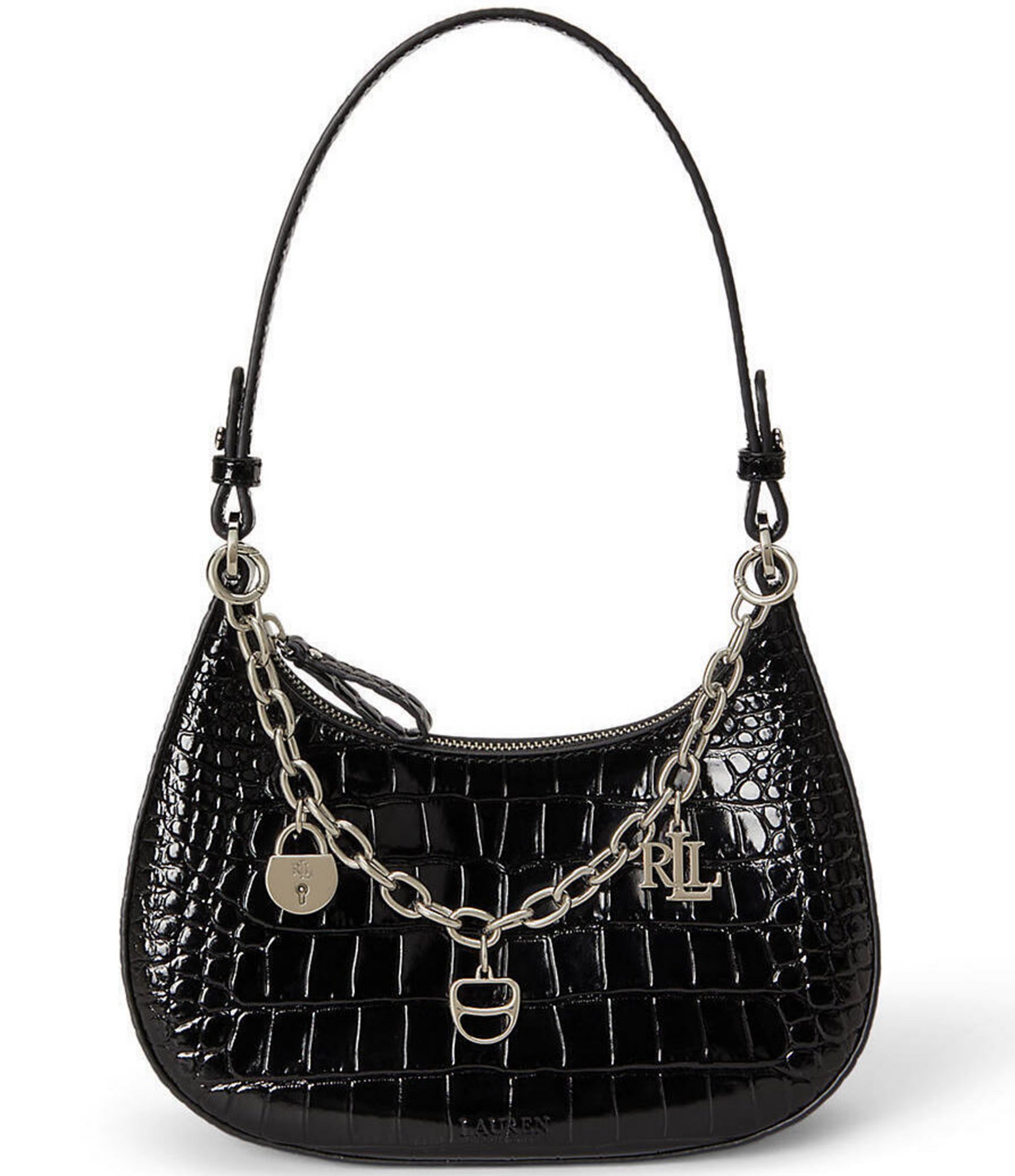 Lauren Ralph Lauren Marcy Embossed Medium Charm Zip Shoulder Bag