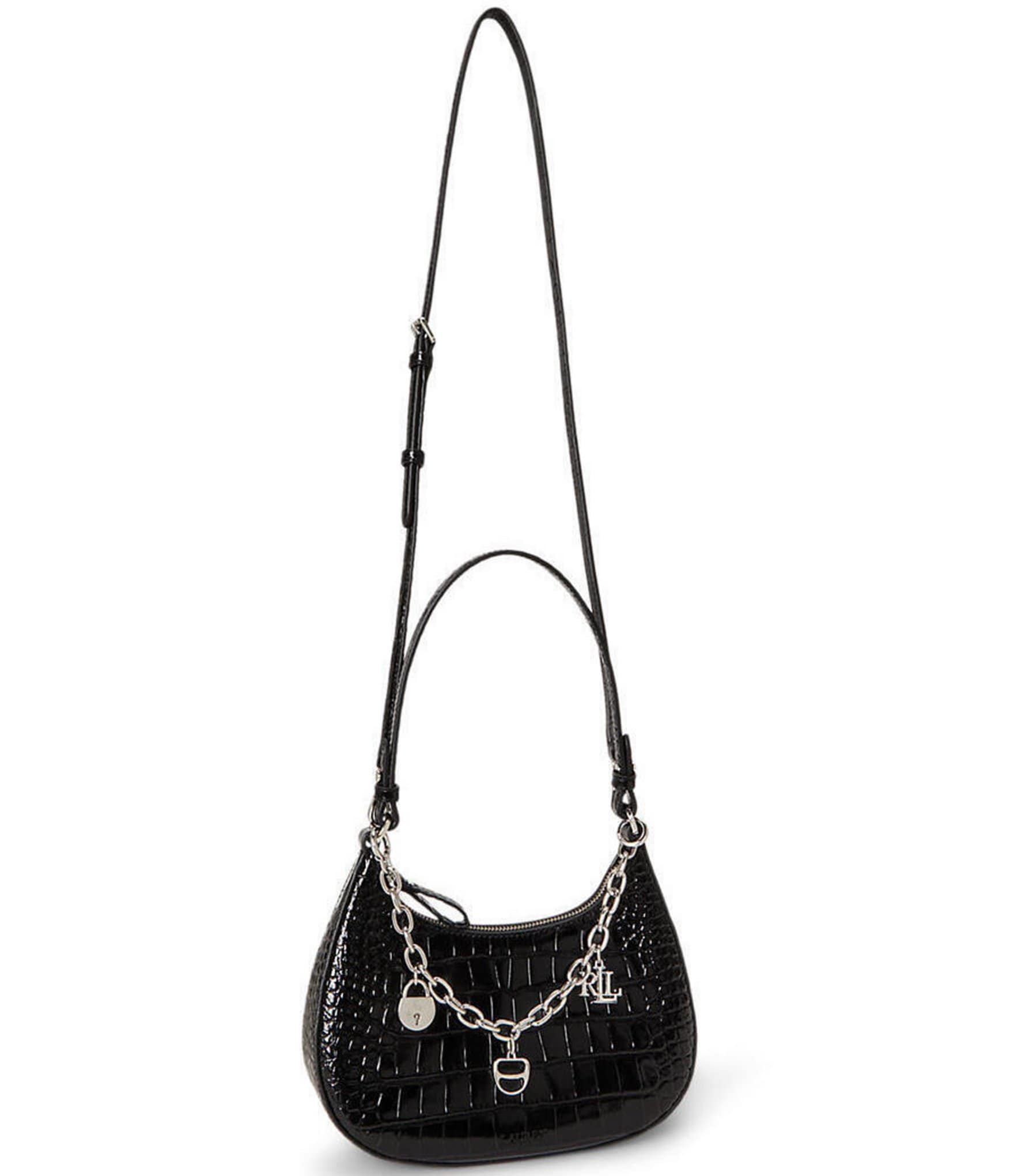 Lauren Ralph Lauren Marcy Embossed Medium Charm Zip Shoulder Bag