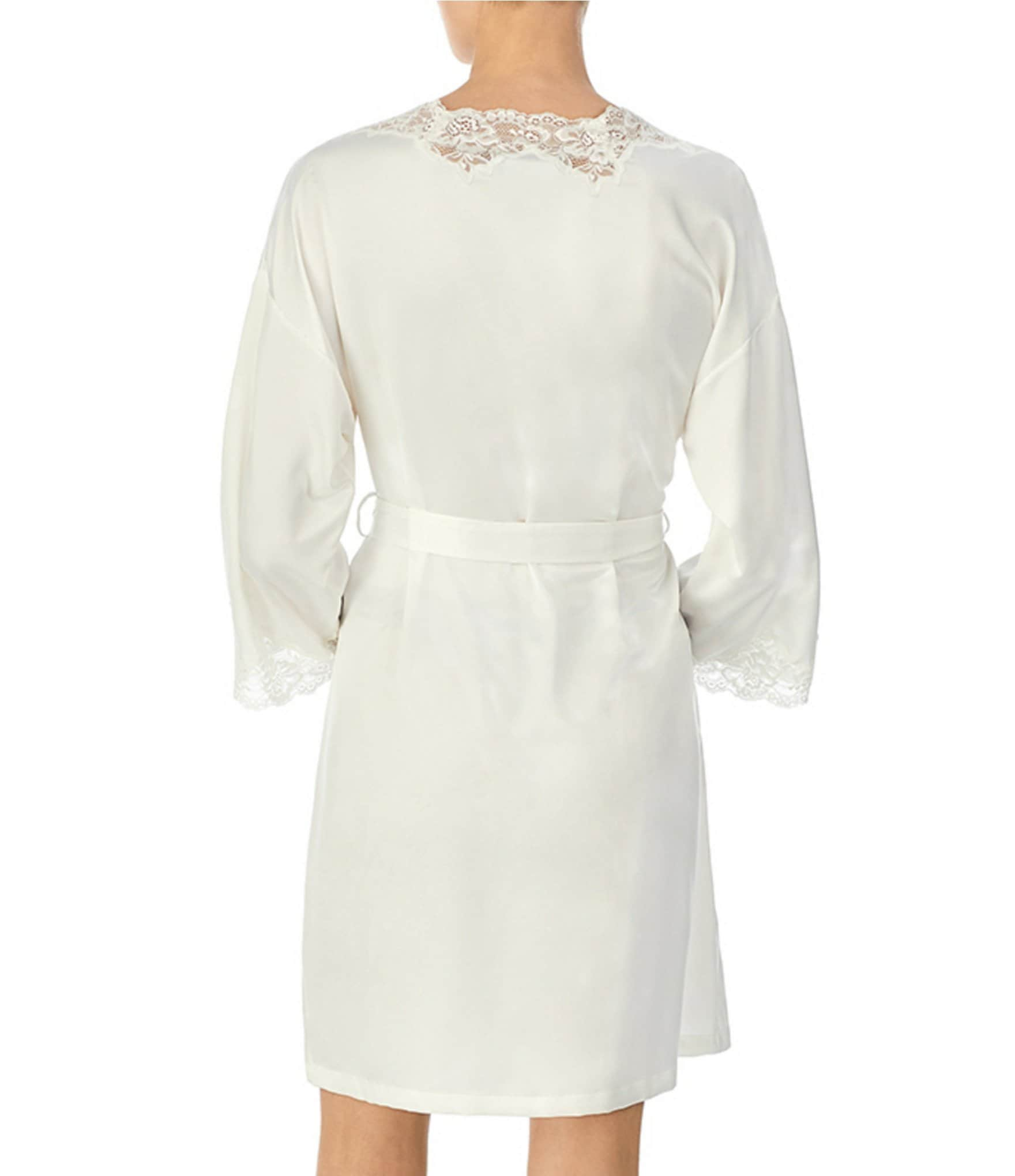 Lauren Ralph Lauren Matte Satin Kimono Sleeve Coordinating Short Wrap Bridal Robe