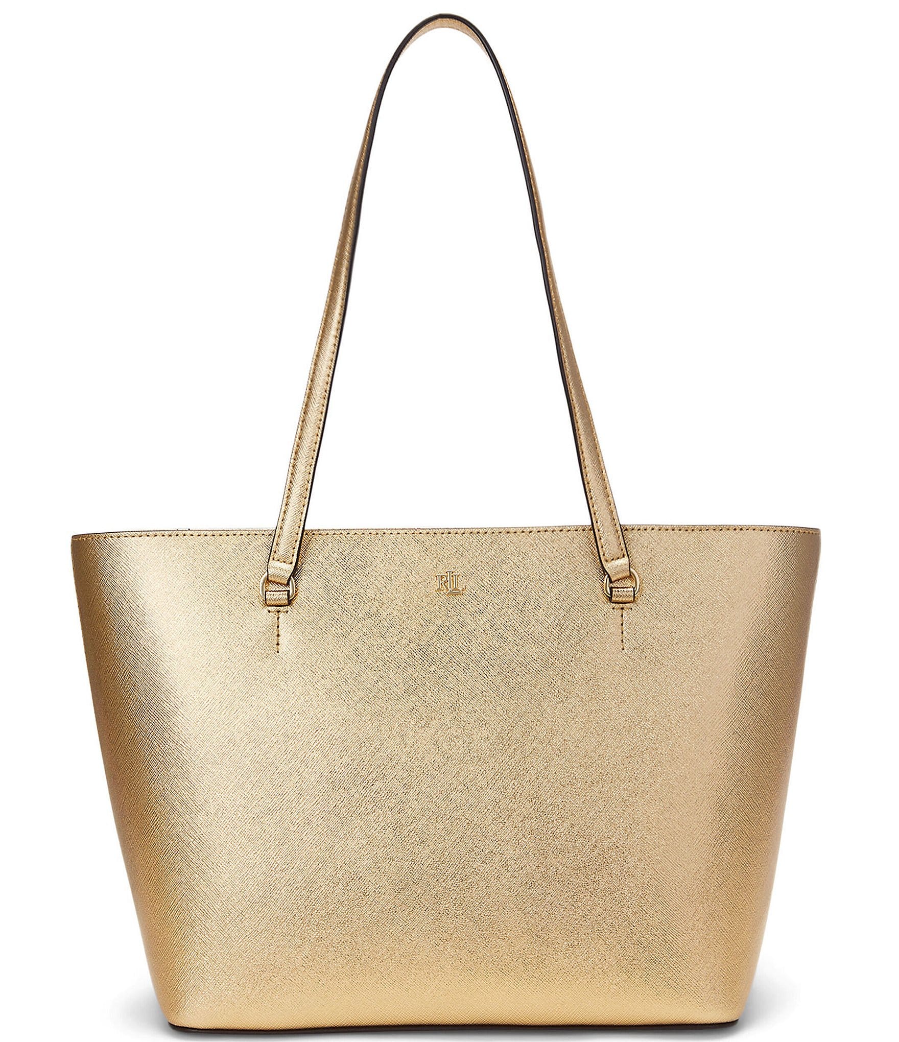 Metallic leather tote deals