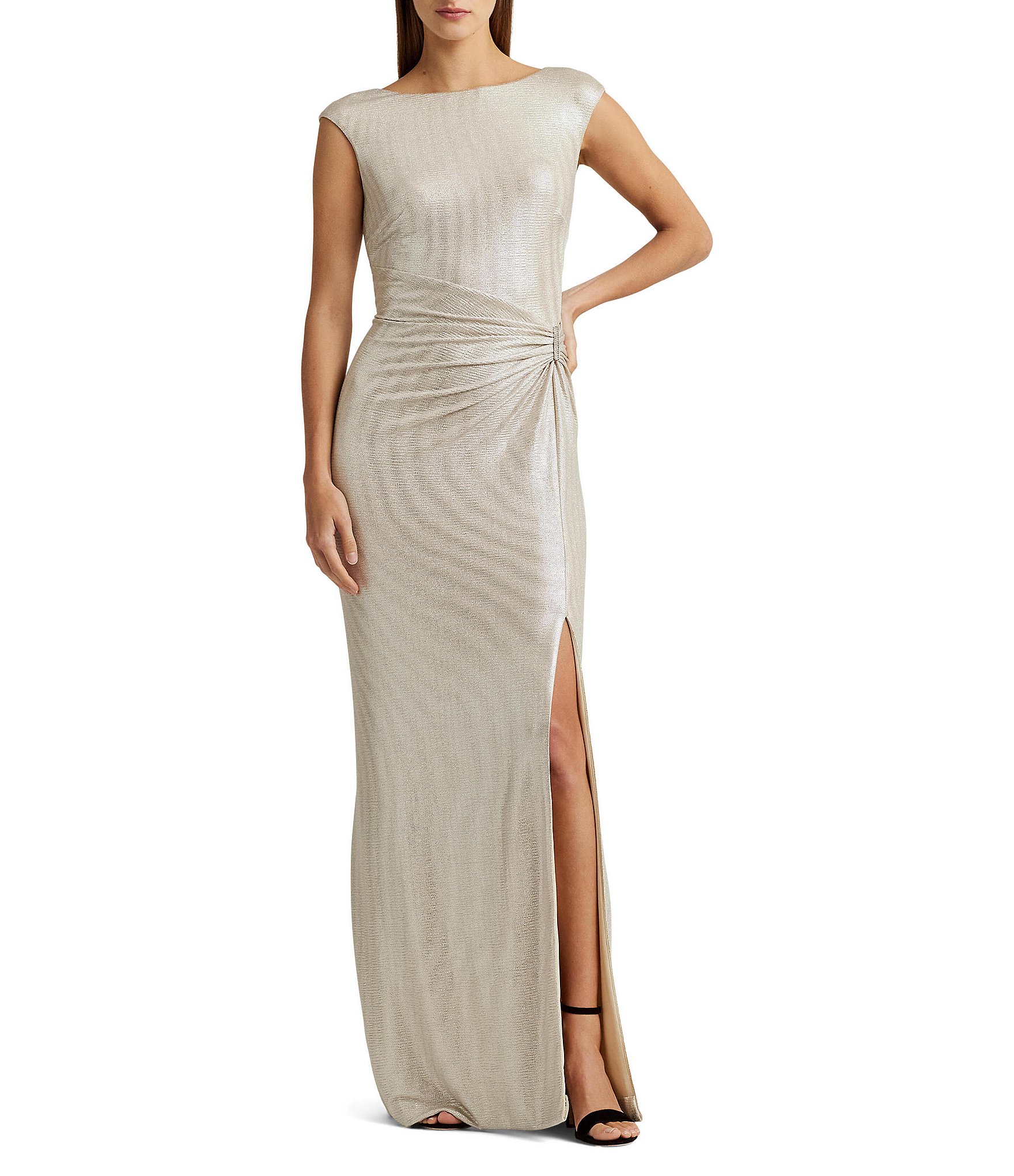 Ralph Lauren white and silver formal dress | Silver formal dresses, Lauren  white, White and silver dress