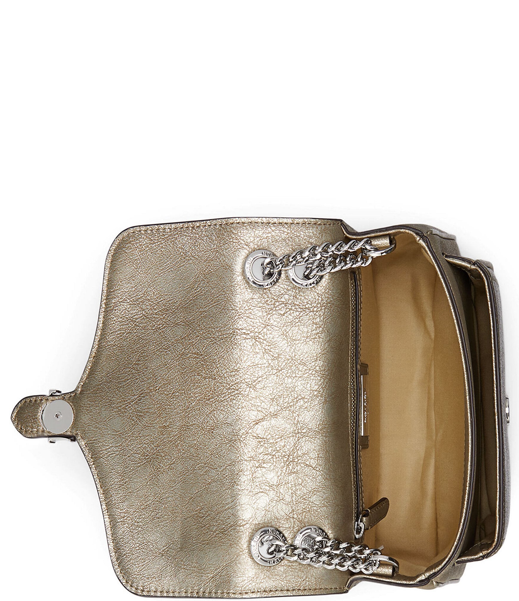 Lauren Ralph Lauren Silver Metallic Small Bradley Convertible Shoulder Bag