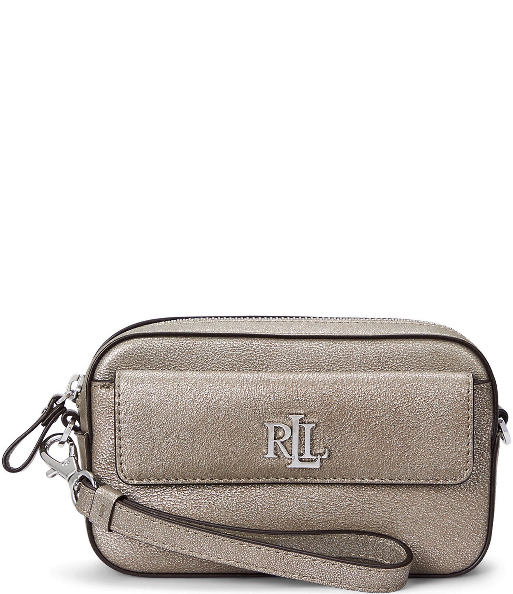 Lauren Ralph Lauren Metallic Silver Small Marcy Convertible Crossbody Bag