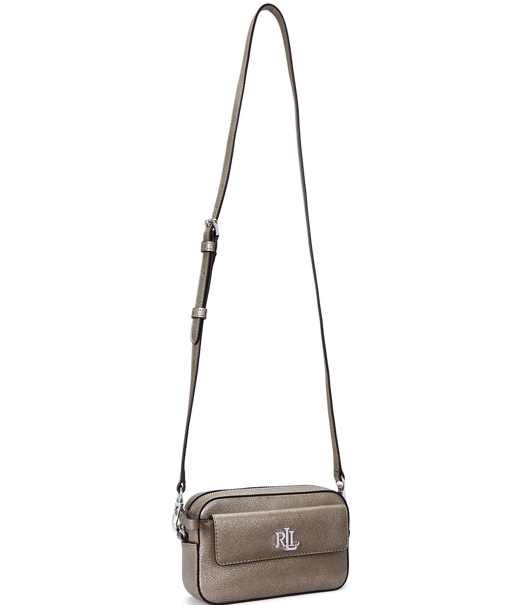 Lauren Ralph Lauren Metallic Silver Small Marcy Convertible Crossbody Bag