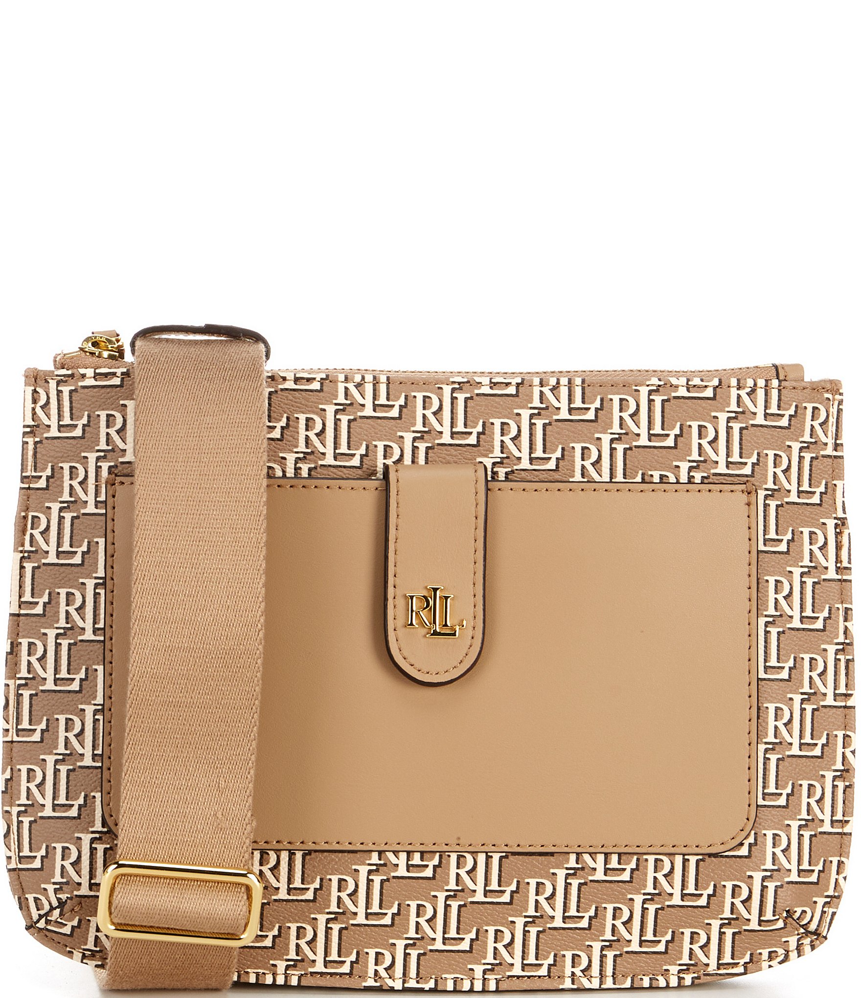 Lauren Ralph Lauren Monogram Jacquard Phone Crossbody Bag - Macy's