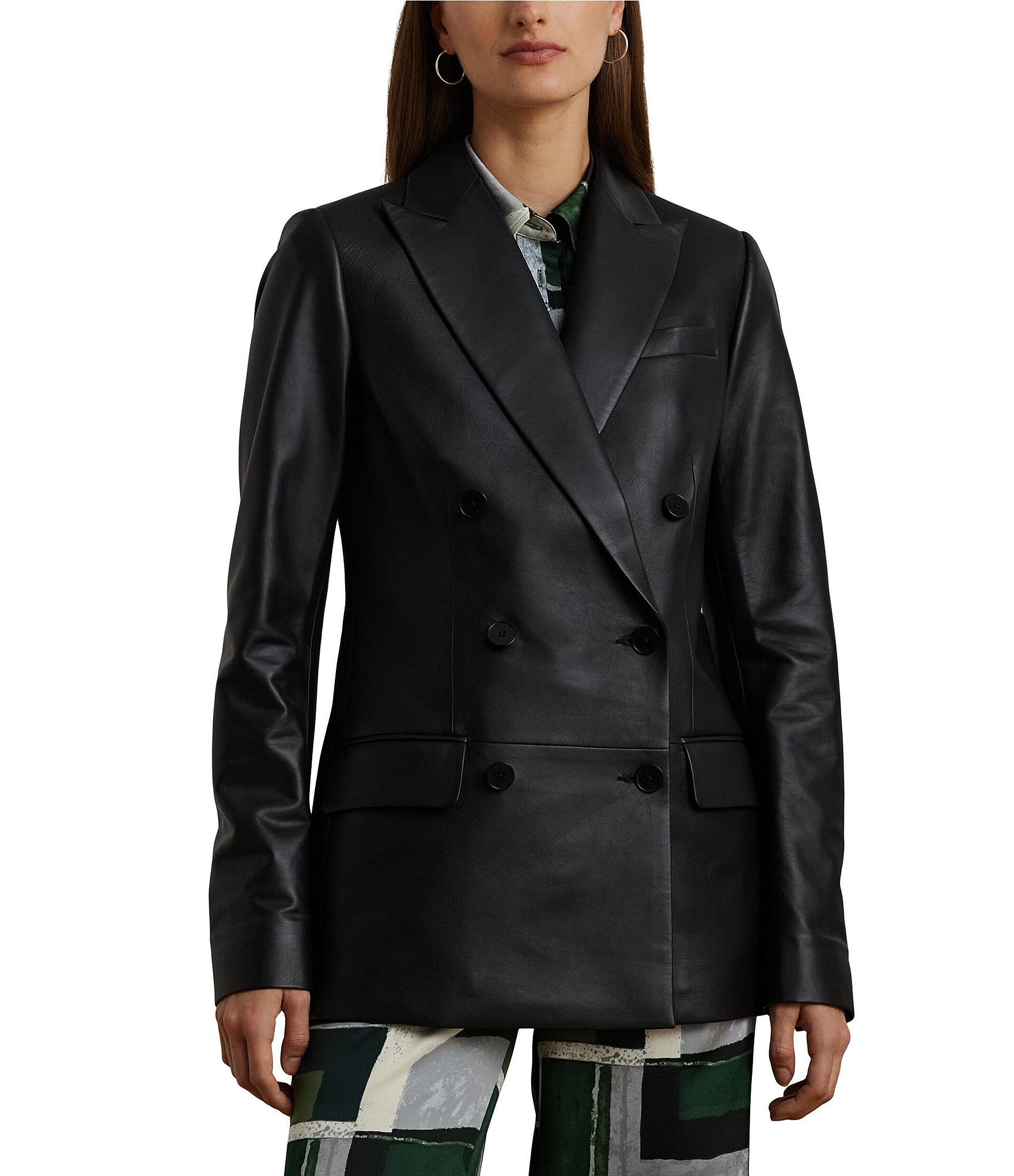 Outlet Ralph Lauren Jacket Double-Breasted with Faux Leather Sleeves