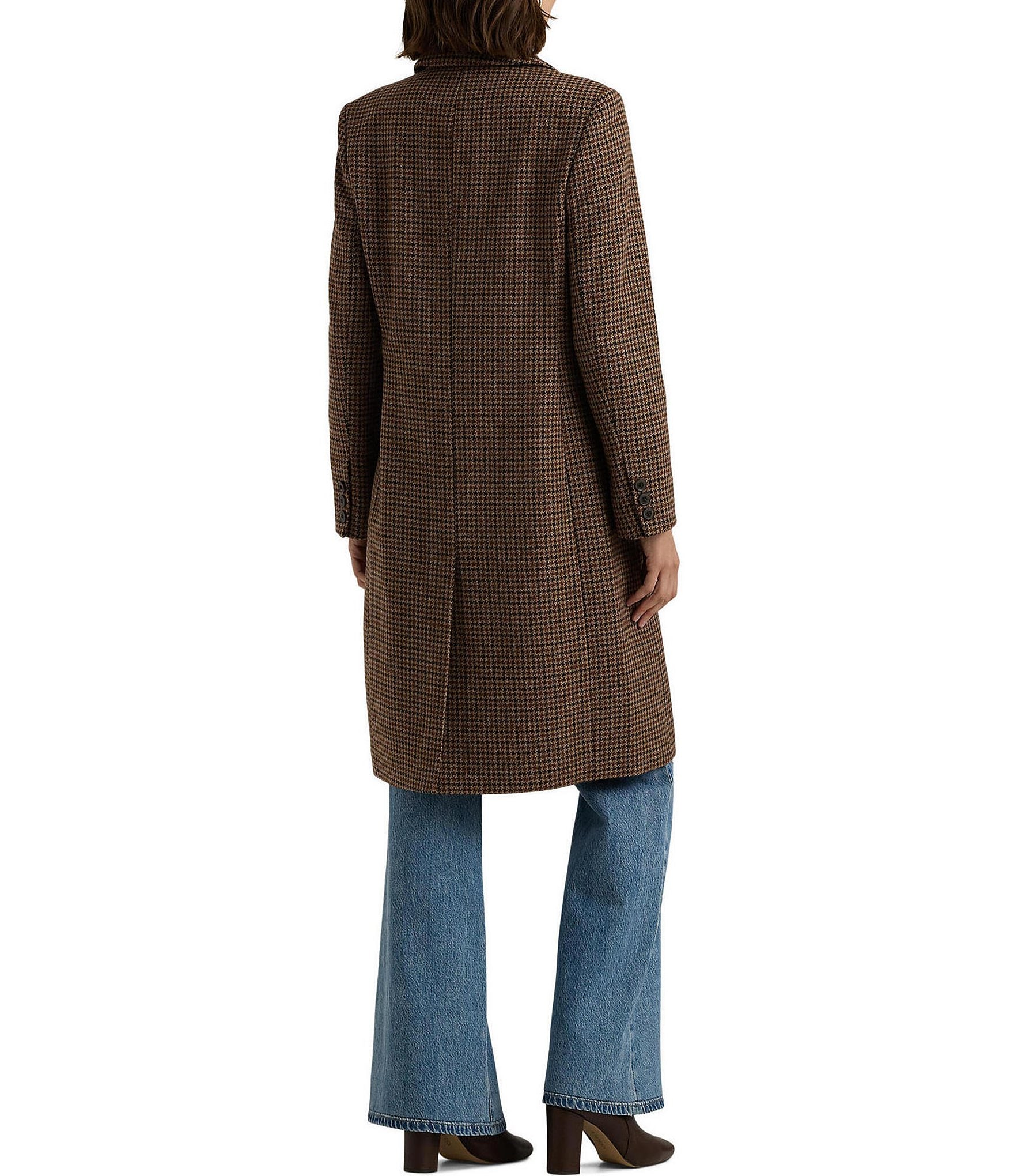 Lauren Ralph Lauren Novelty Wool Single Breasted Button Front Walker Coat