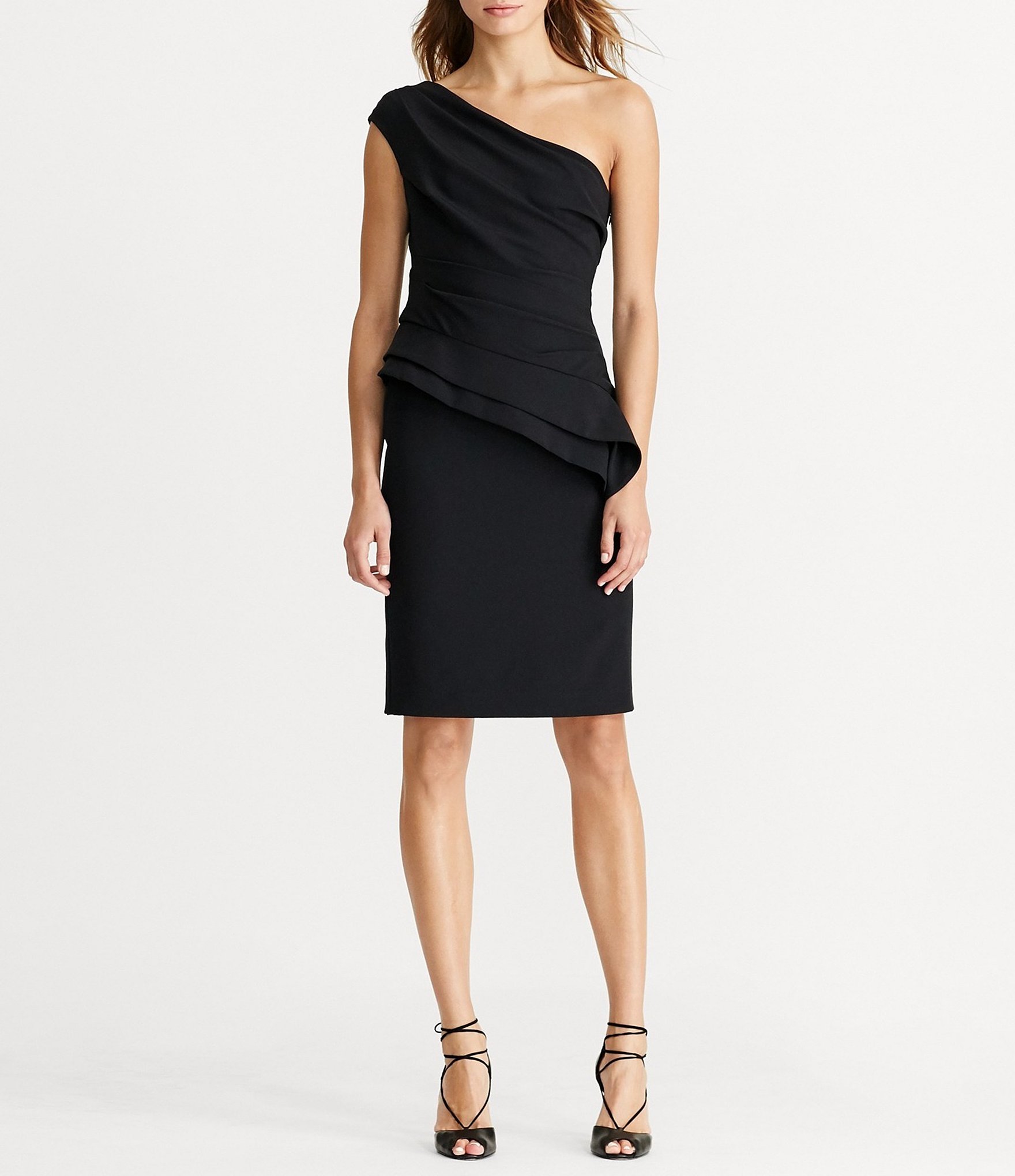 Lauren Ralph Lauren One-Shoulder Peplum Dress | Dillards