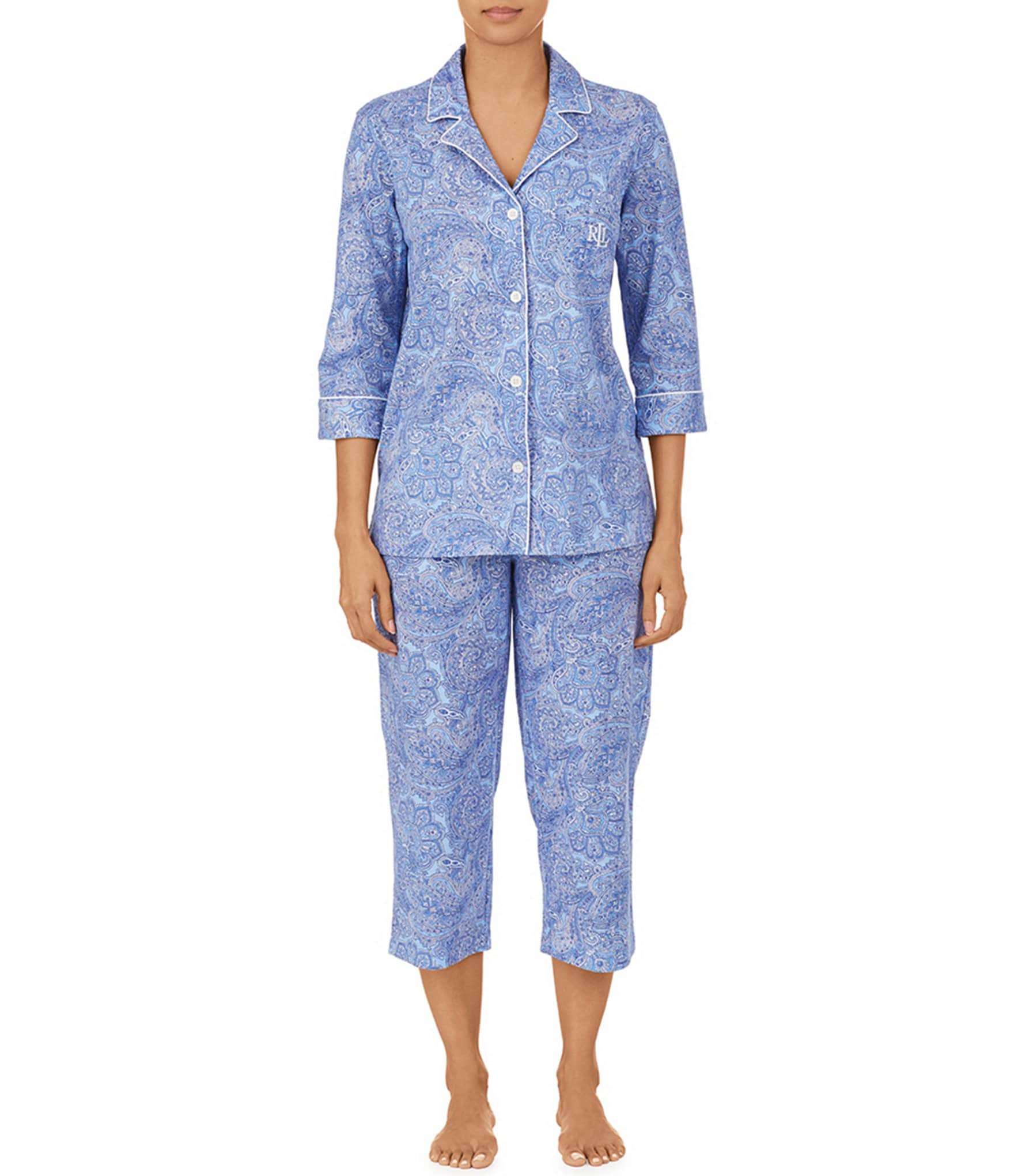 Ralph Lauren Lauren Womens Savile Row Blue Pink Paisley Pajamas PJs Small  NWT