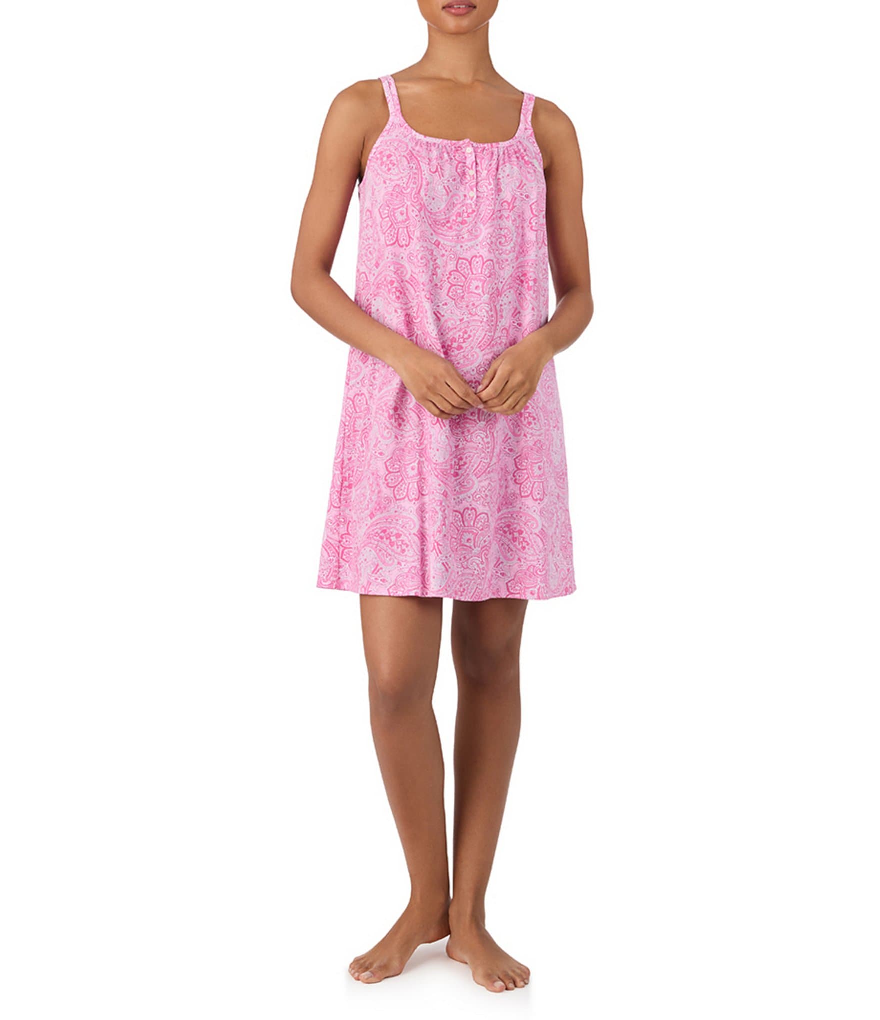 Lauren Ralph Lauren Paisley Print Scoop Neck Sleeveless Short Nightgown