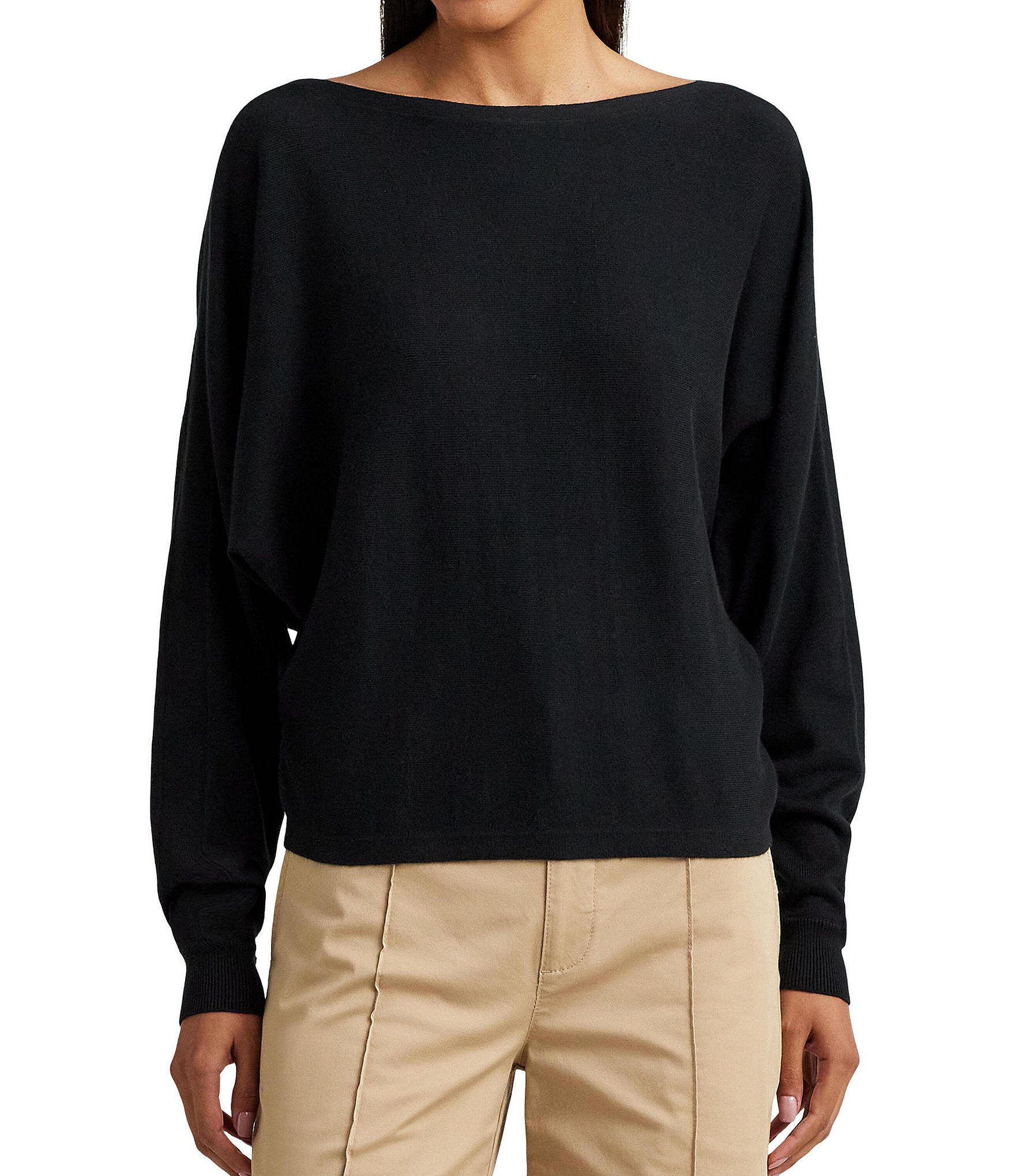 Lauren Ralph Lauren Petite Size Cotton Blend Boat Neckline Long Sleeve  Sweater | Dillard's