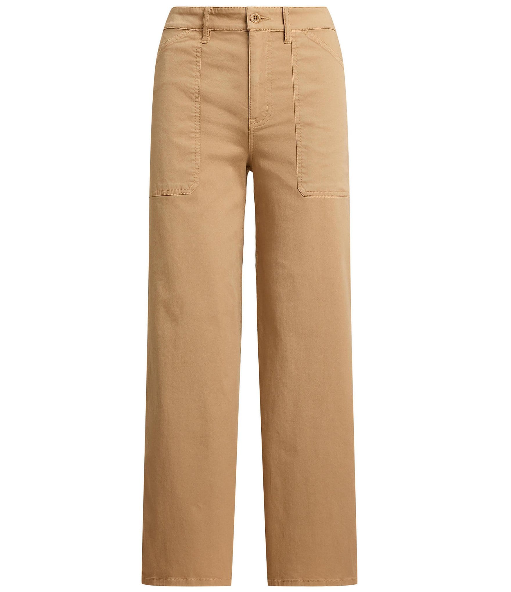 Lauren Ralph Lauren Petite Size High Rise Cotton Wide-Leg Cropped Pants