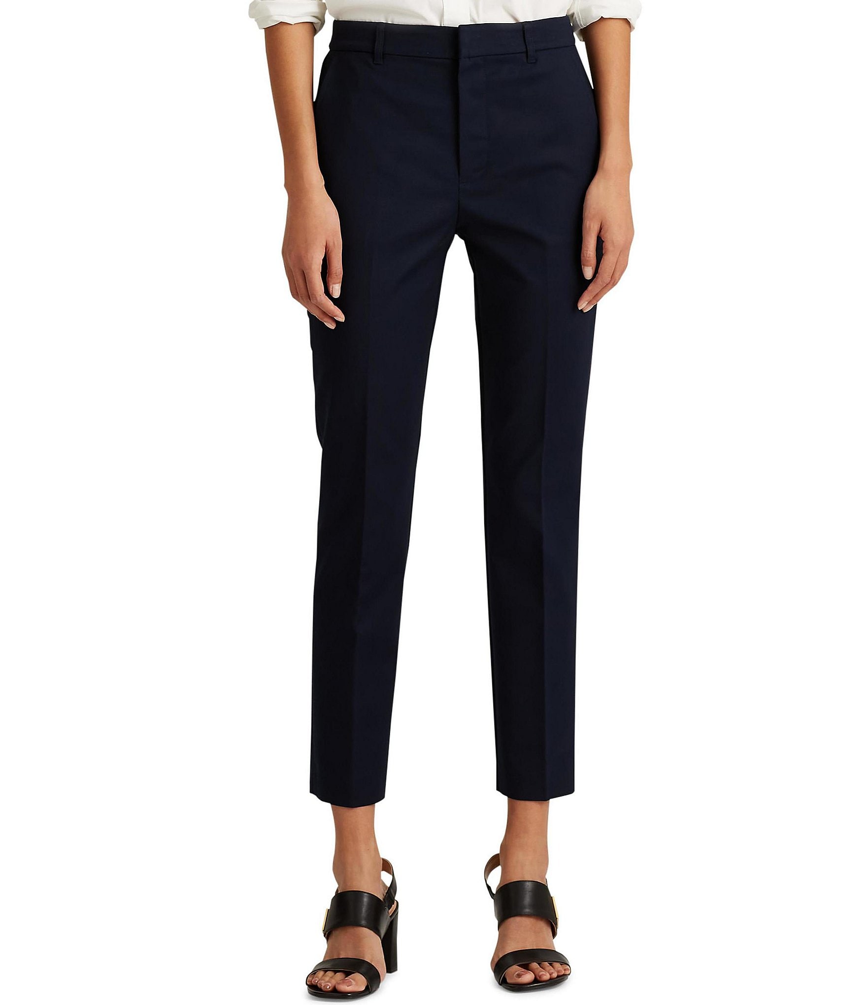 Lauren Ralph Lauren Petite Size Stretch Cotton Blend High Rise Cropped  Pants | Dillard's