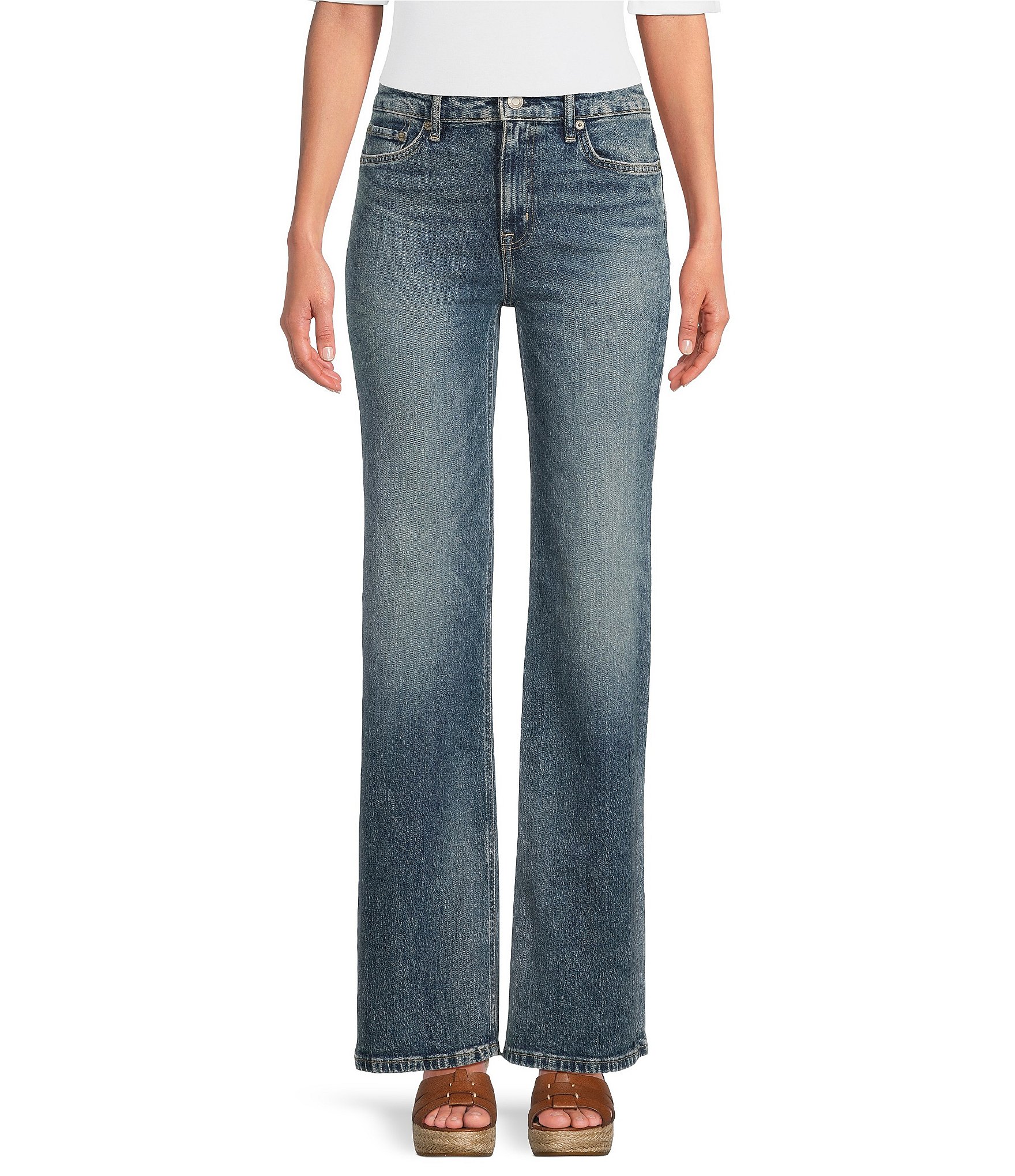 Lauren Ralph Lauren Petite Size Stretch Denim High Rise Retro Flare Leg Jeans