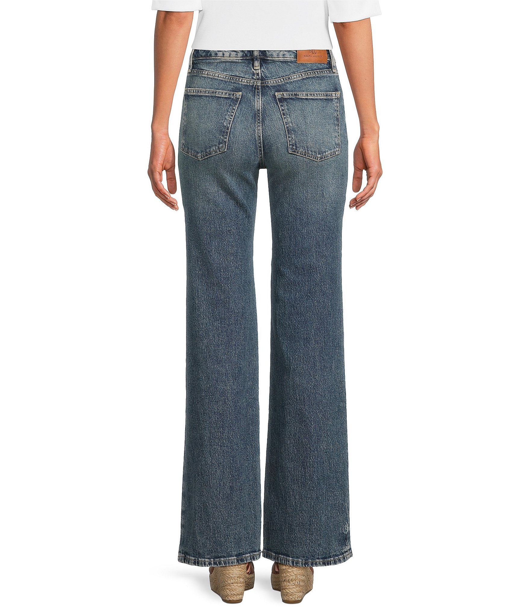 Lauren Ralph Lauren Petite Size Stretch Denim High Rise Retro Flare Leg Jeans
