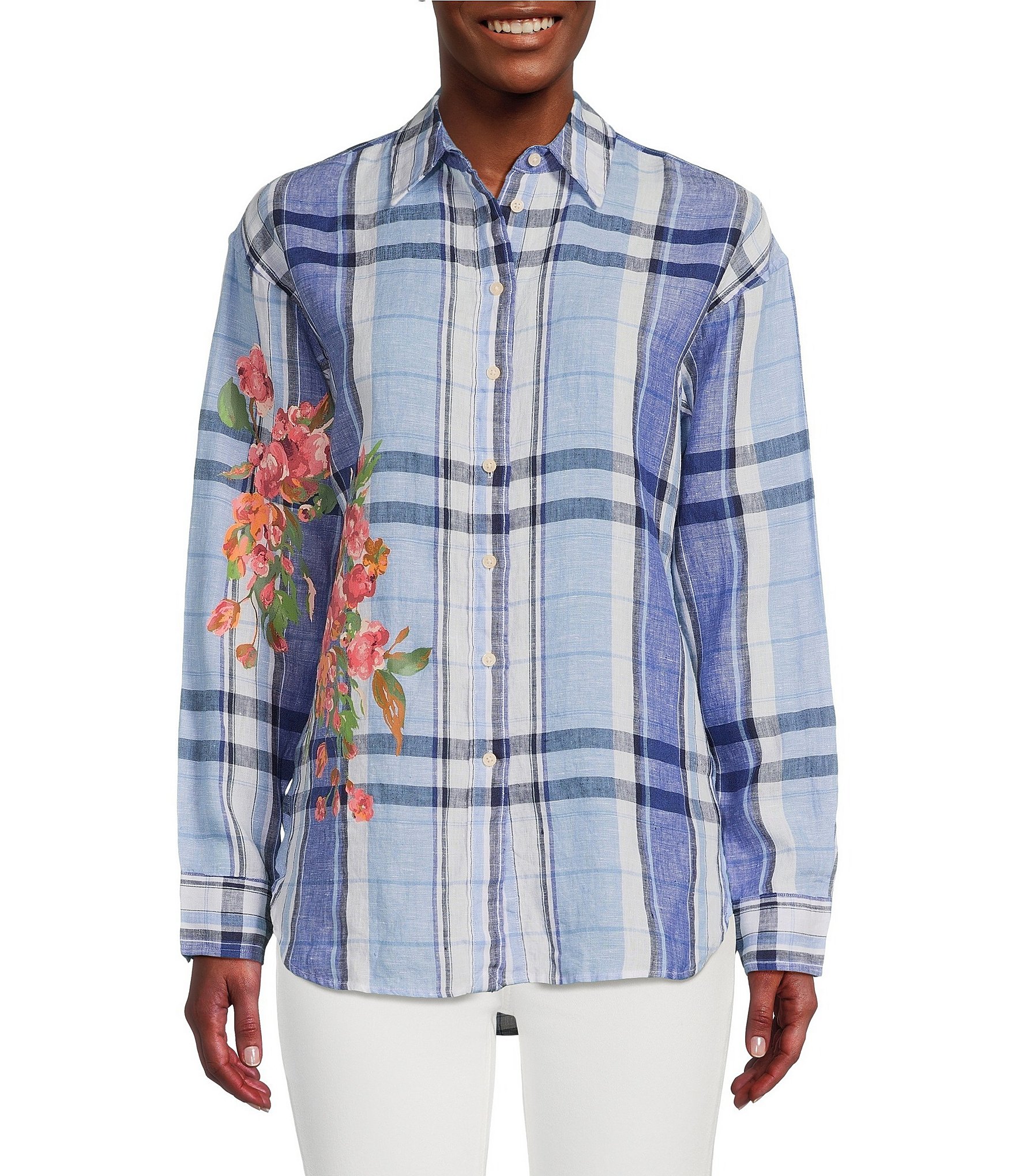 chap konstant forhåndsvisning Lauren Ralph Lauren Plaid Floral Placement Print Long Sleeve Button Front  Shirt | Dillard's