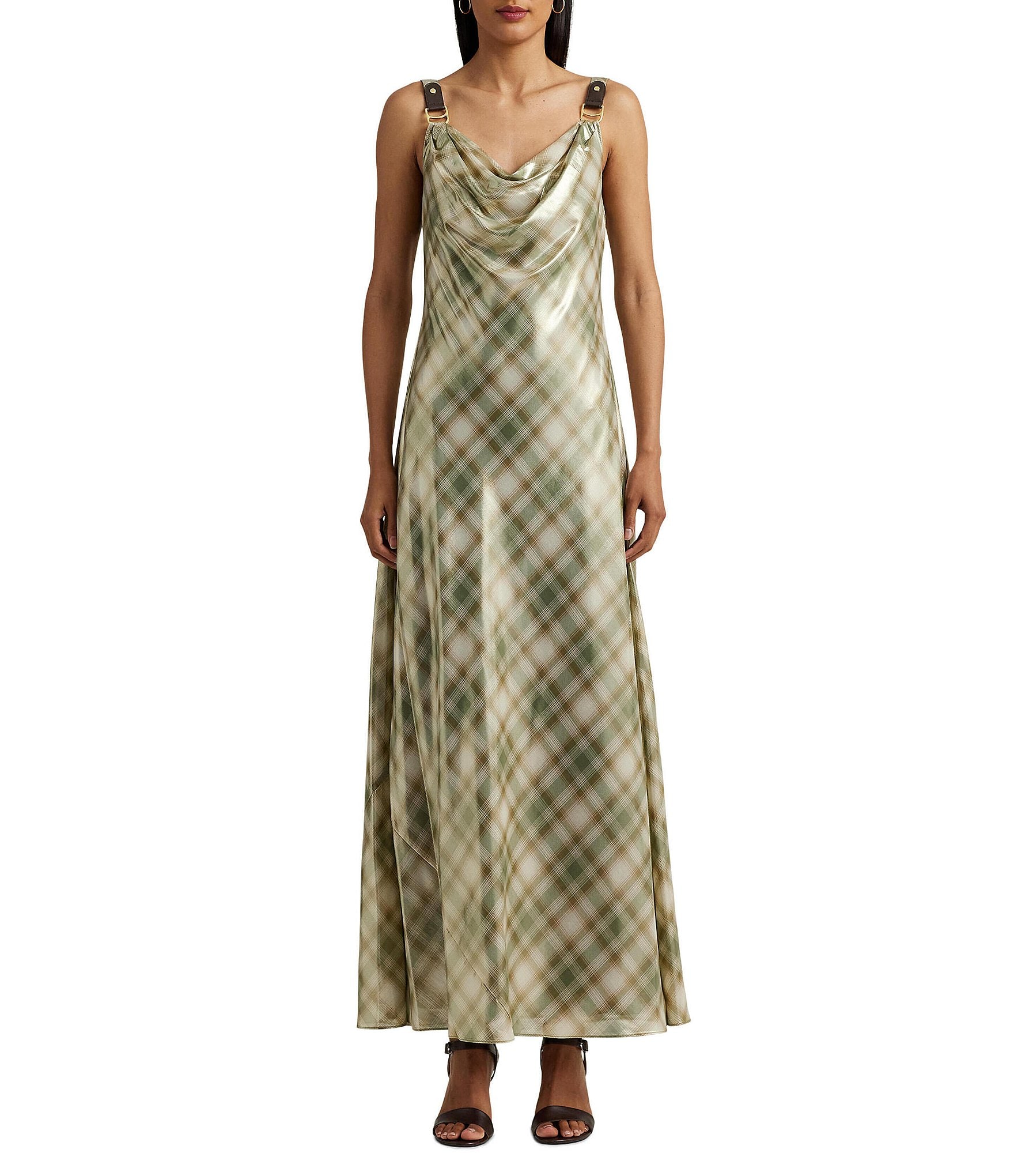 Buy Ralph Lauren Lauren Women's Tartan Plaid Georgette Maxi Dress