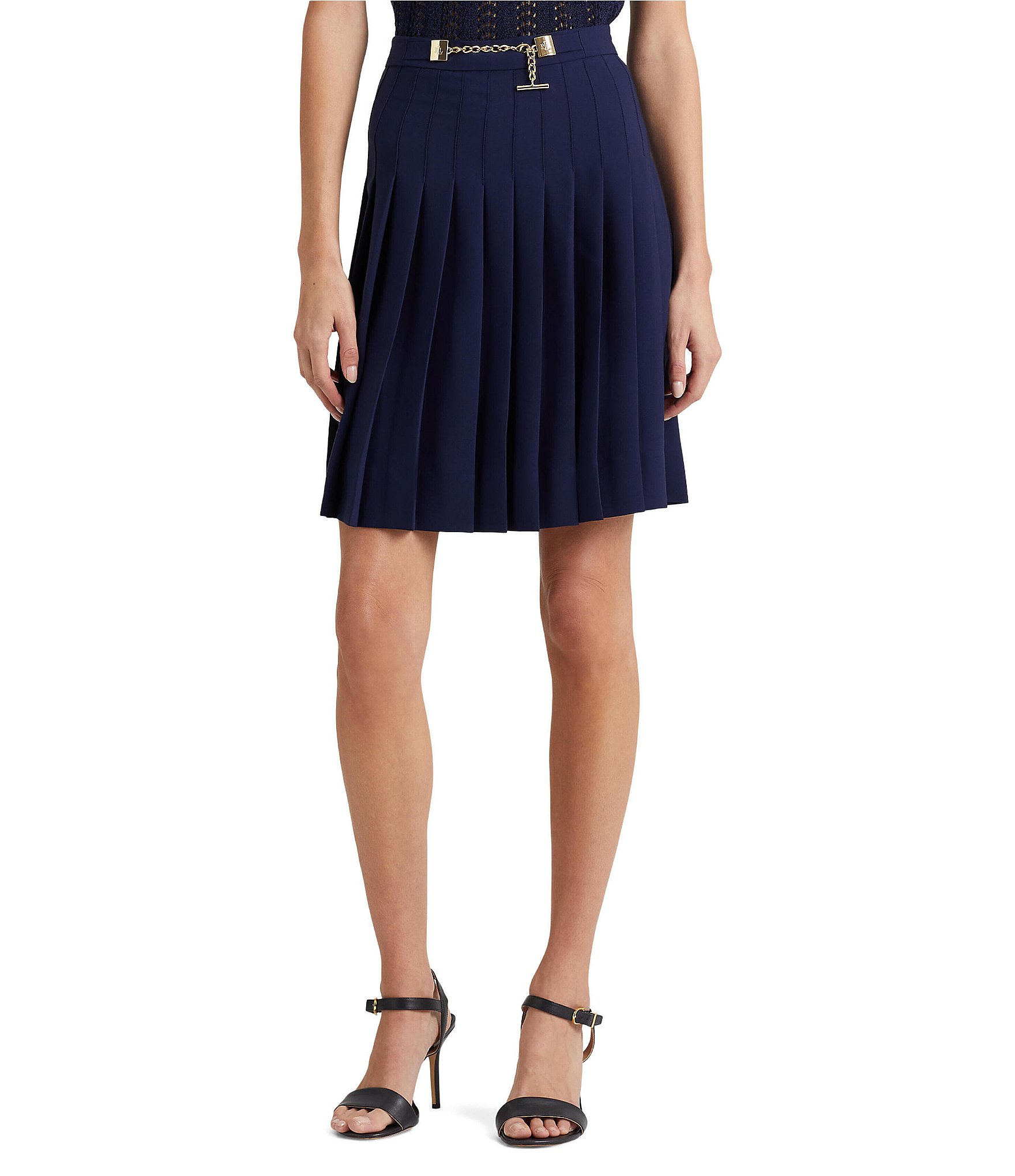 Lauren Ralph Lauren Pleated Georgette A-Line Skirt | Dillard's