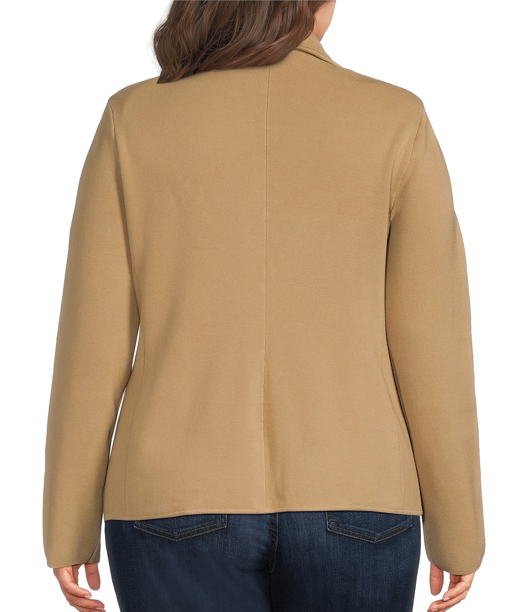 Lauren Ralph Lauren Plus Cotton Blend Notch Lapel Long Sleeve Blazer