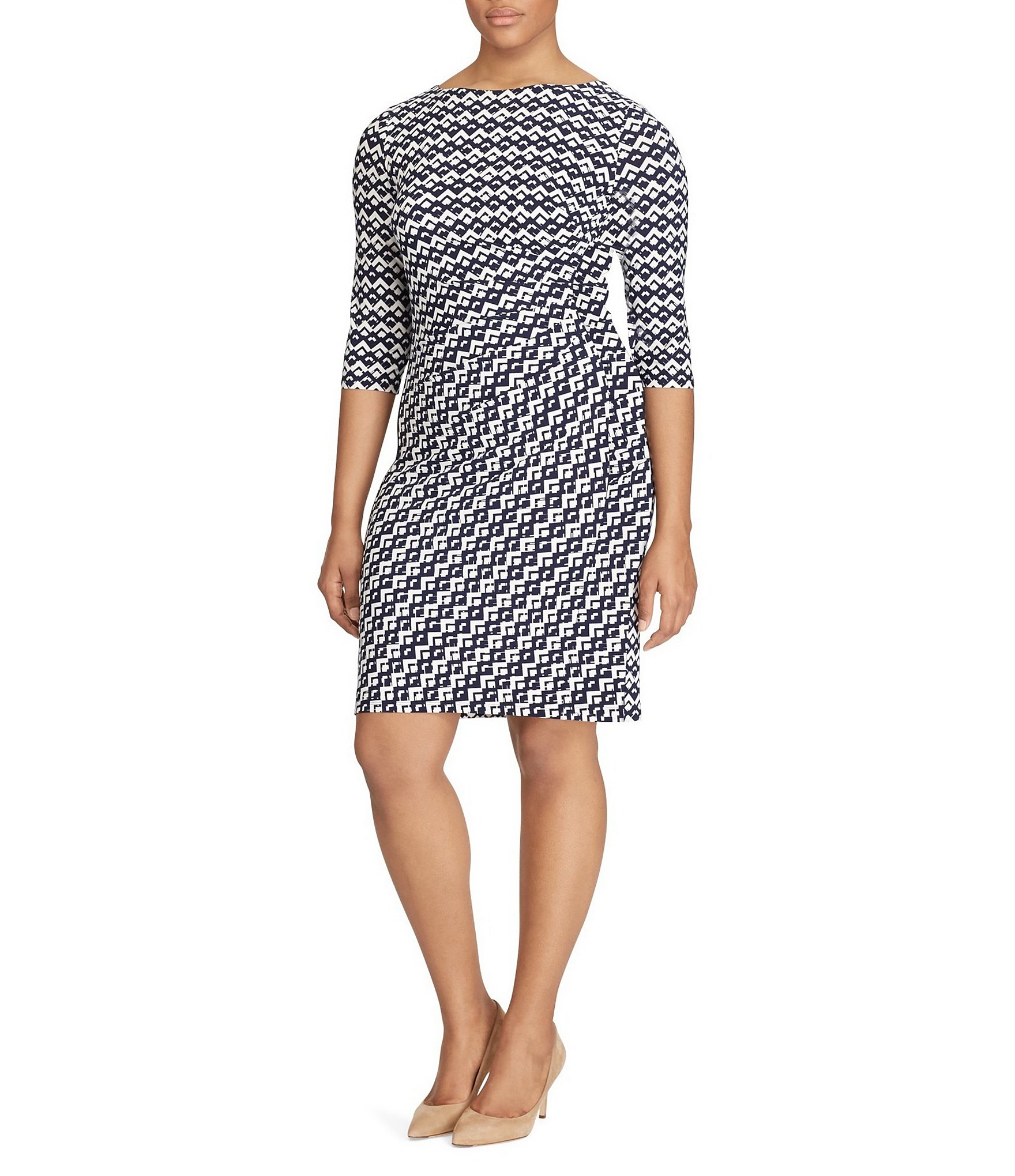 Lauren Ralph Lauren Plus Geometric Printed Jersey Dress | Dillards