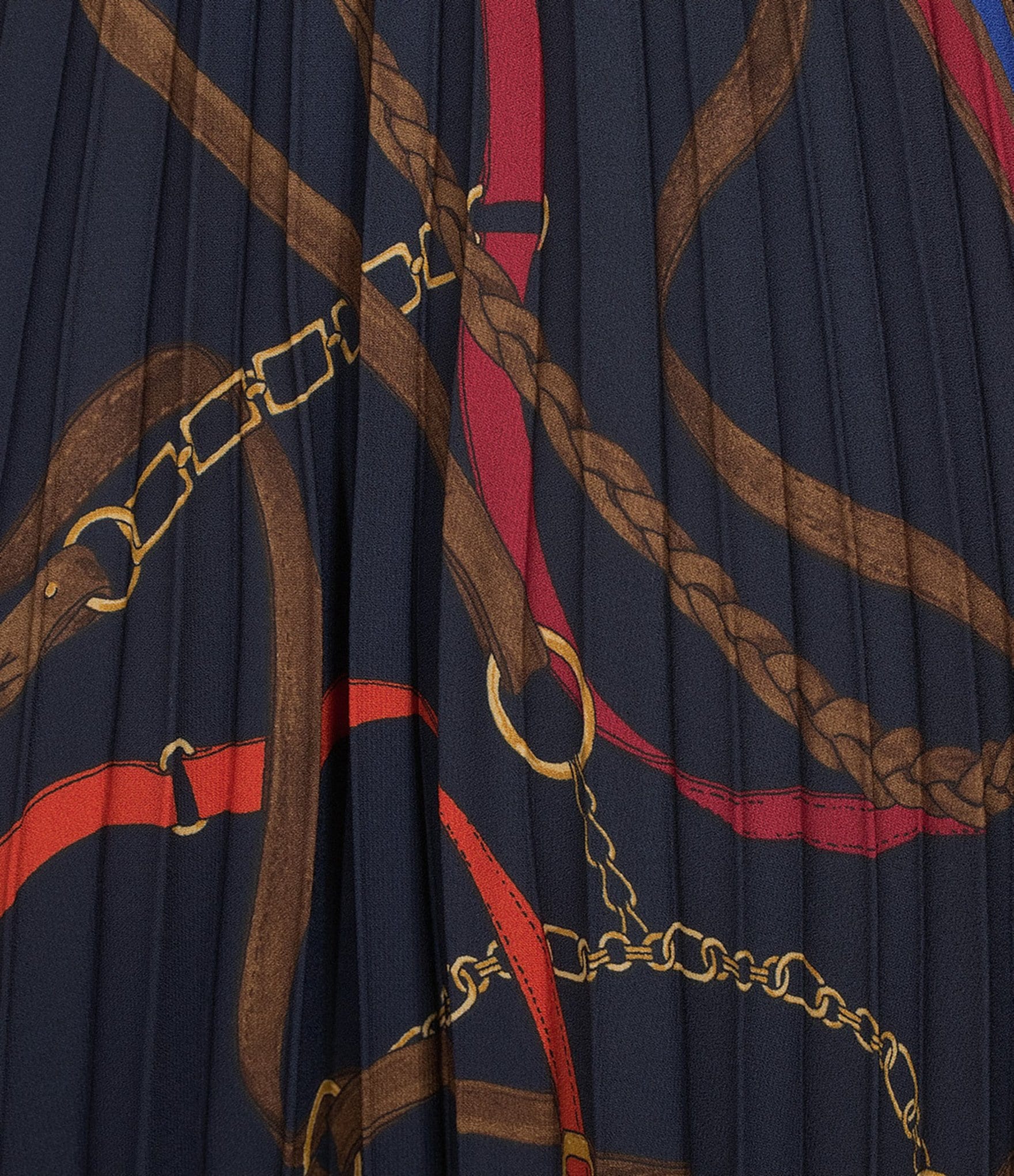 Lauren Ralph Lauren Plus Size Belting Print Pleated A-Line Georgette Skirt