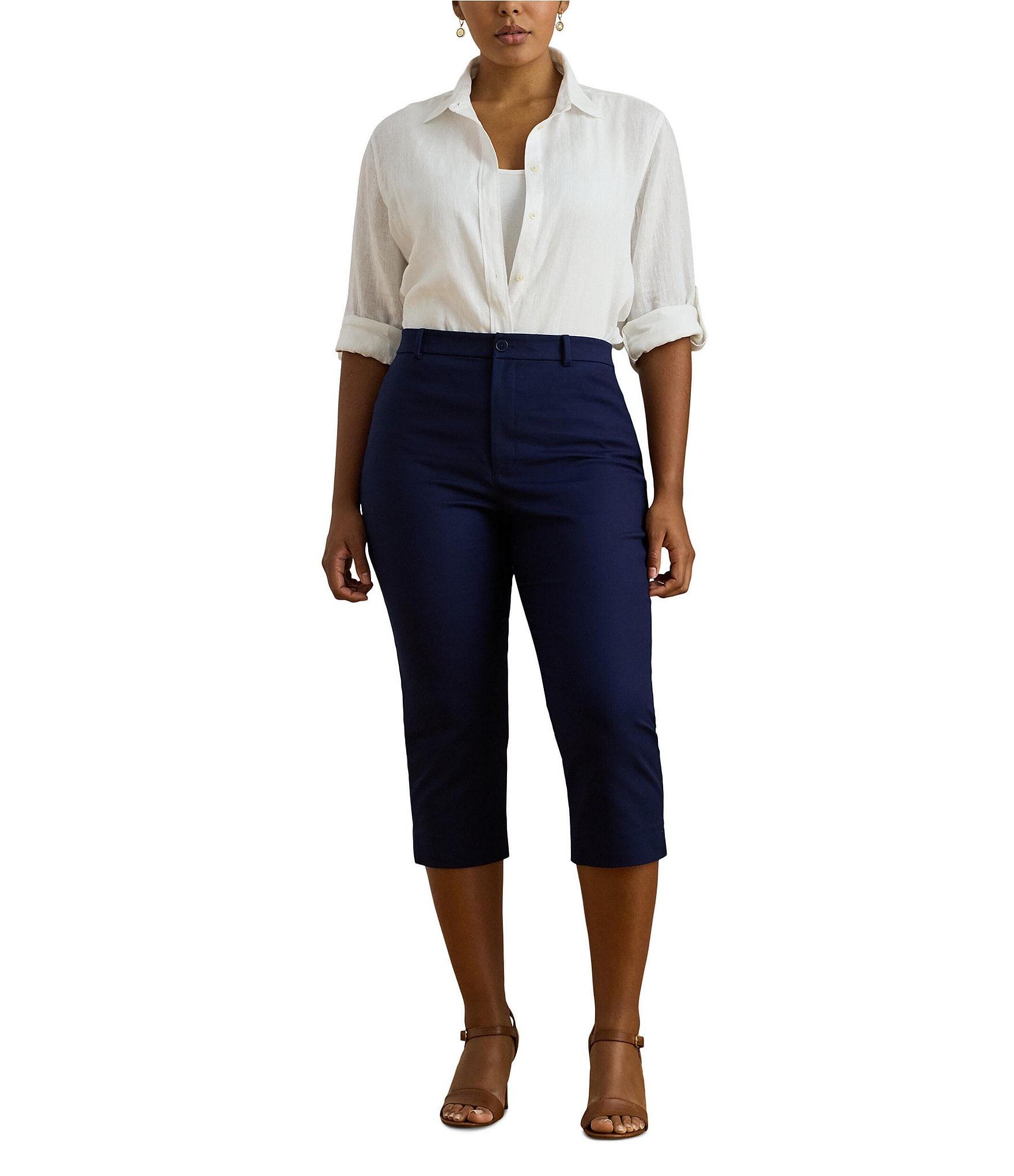 Lauren Ralph Lauren Plus Size Double-Faced Stretch Cotton Cropped Pants