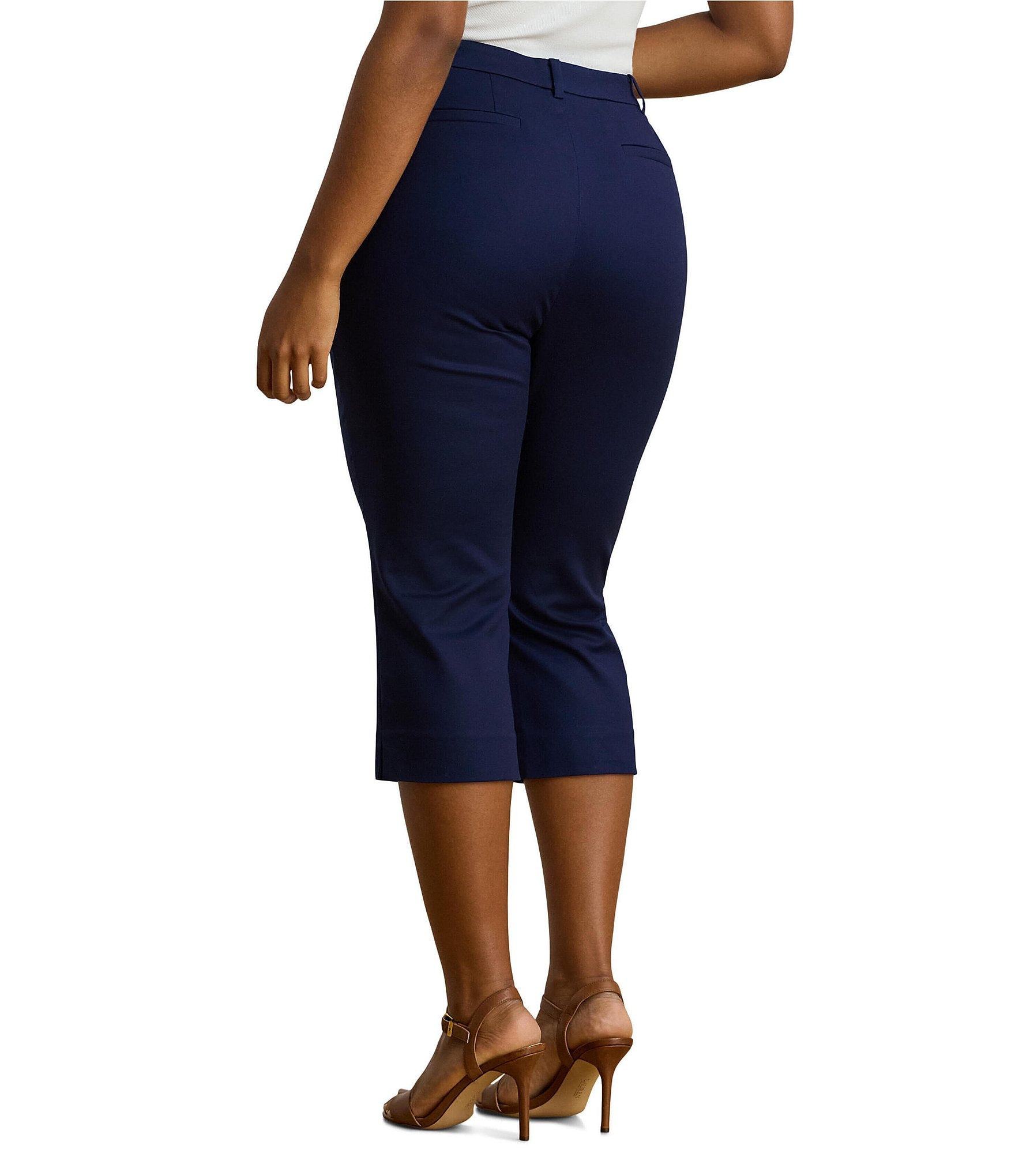 Lauren Ralph Lauren Plus Size Double-Faced Stretch Cotton Straight Leg Capri Pants