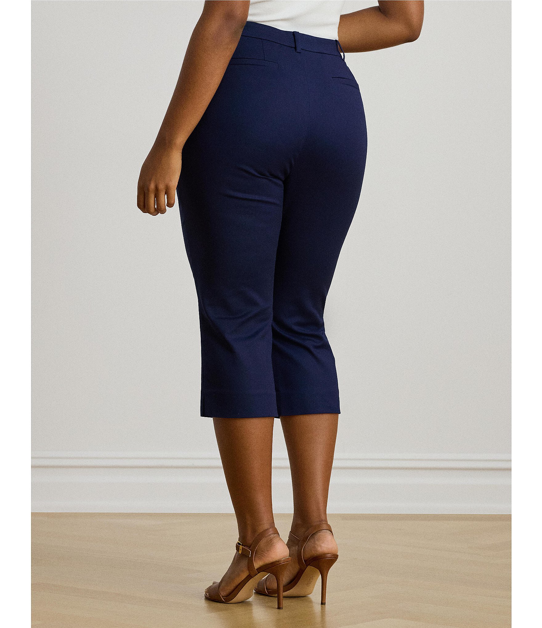 Lauren Ralph Lauren Plus Size Double-Faced Stretch Cotton Straight Leg Capri Pants