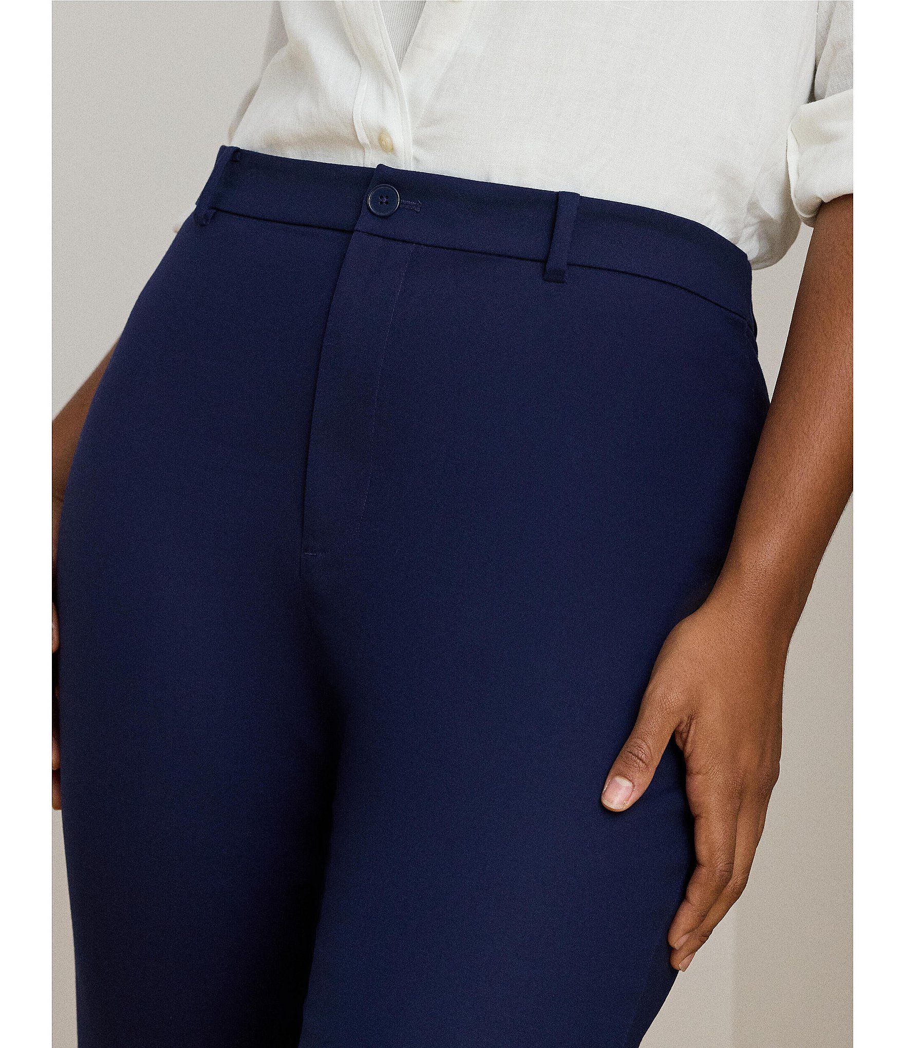 Lauren Ralph Lauren Plus Size Double-Faced Stretch Cotton Straight Leg Capri Pants