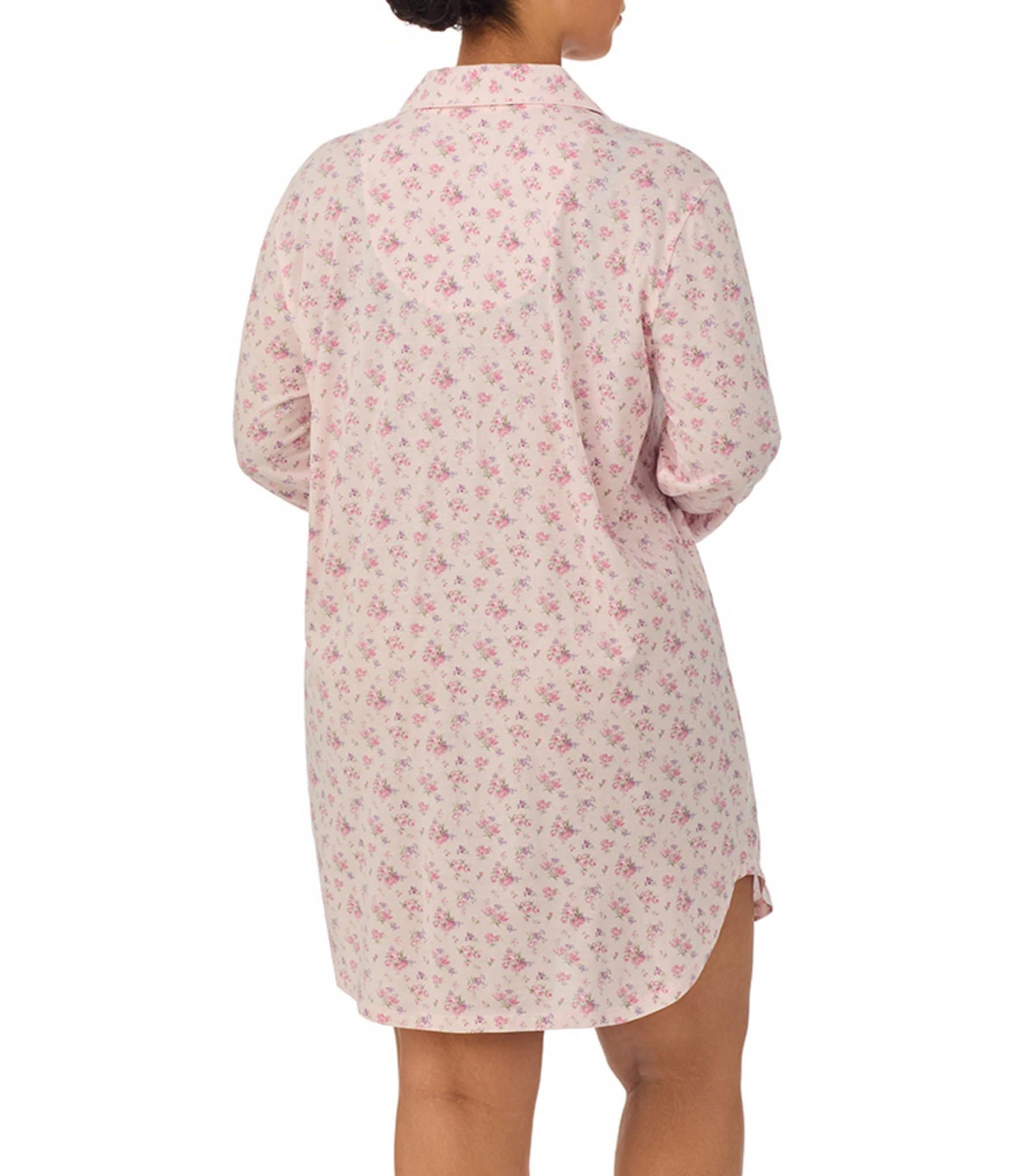 Lauren Ralph Lauren Plus Size Long Sleeve Floral Knit Nightshirt