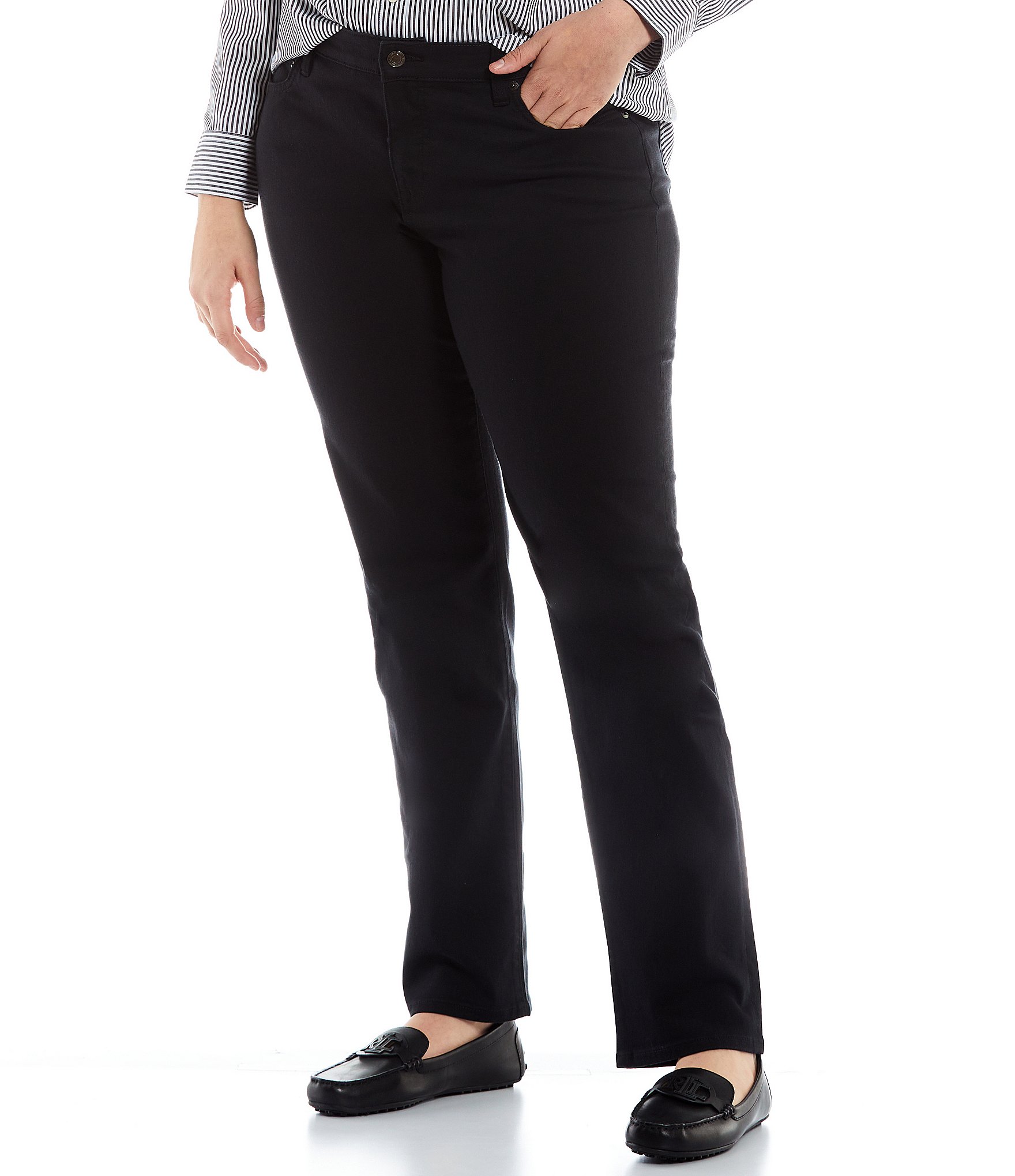 Lauren Ralph Lauren Plus Size Mid Rise Straight Leg Jeans | Dillard's