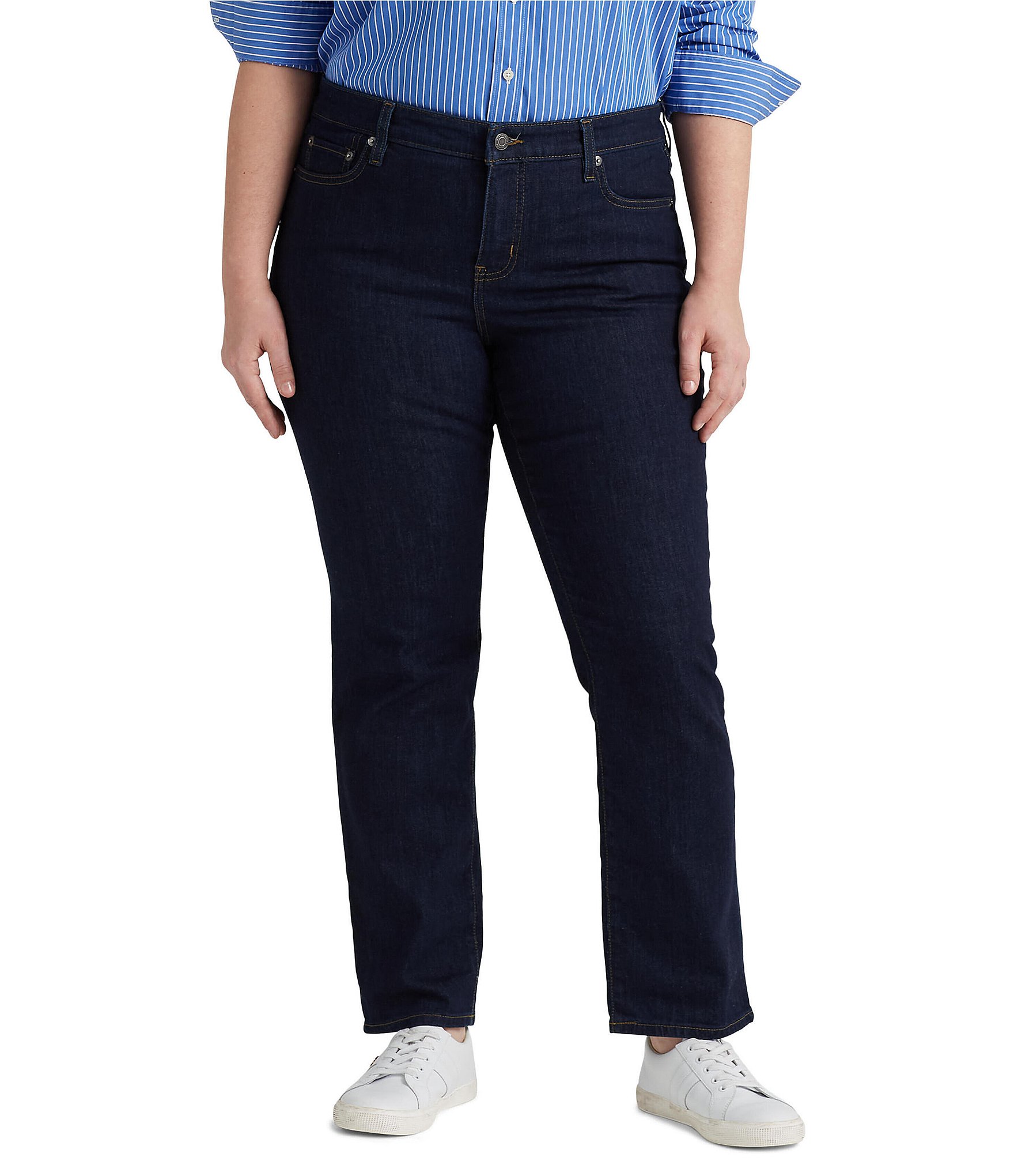 Lauren Ralph Lauren Plus Size Premier Stretch Denim Straight Leg Jeans ...