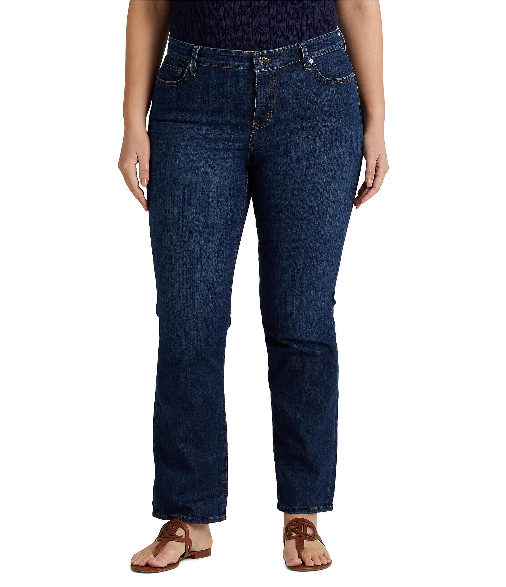 LRL Size 10 Ralph Lauren Jean Co Women’s Blue Denim Boot Cut Jeans Medium  Dark