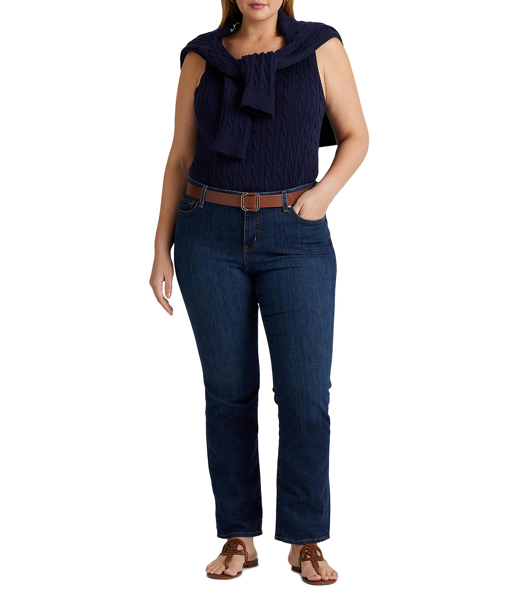 Lauren Ralph Lauren Plus Size Stretch Denim Premier Straight-Leg Jeans