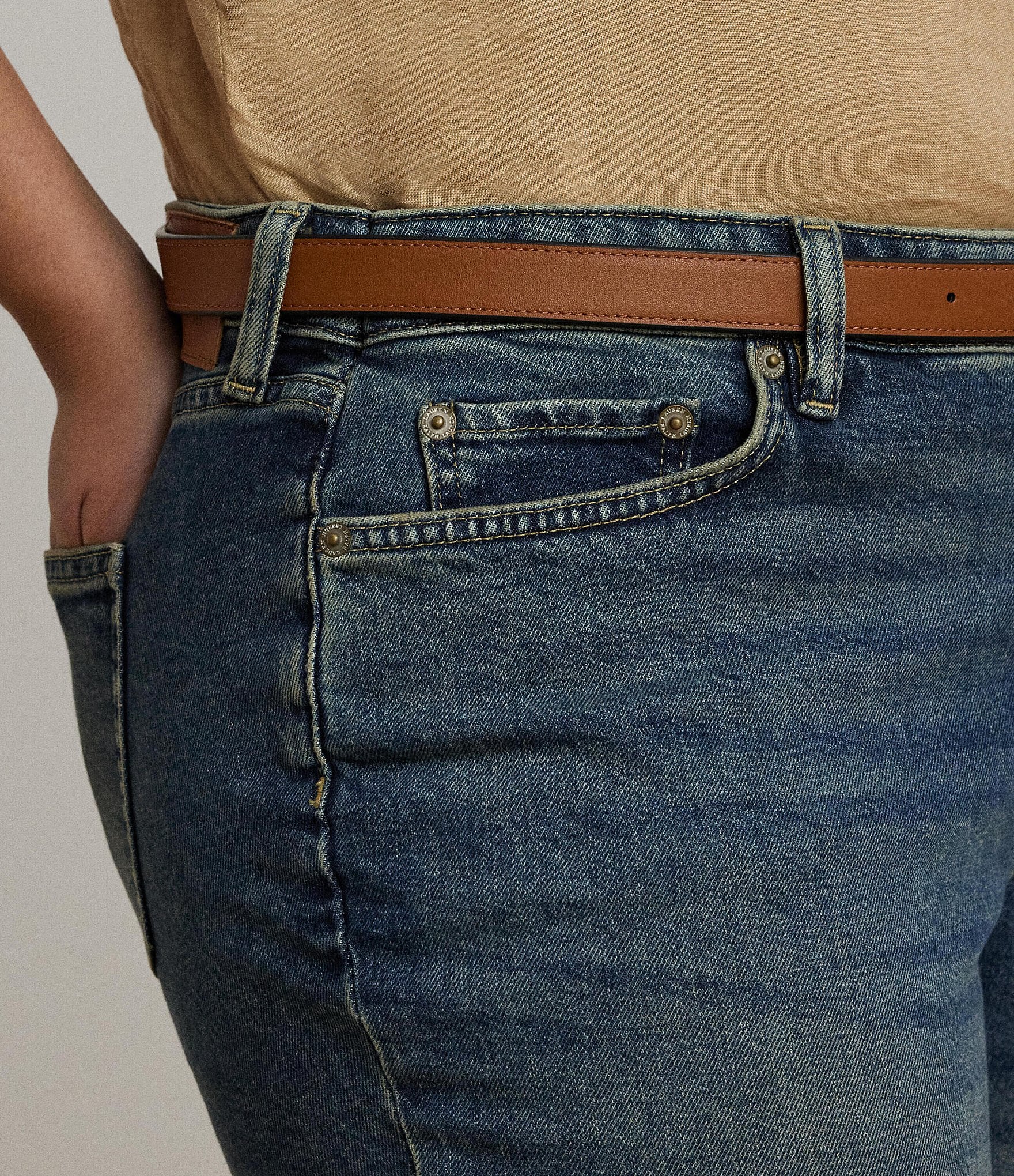 Lauren Ralph Lauren Plus Size Twill Mid Rise Ankle Jeans