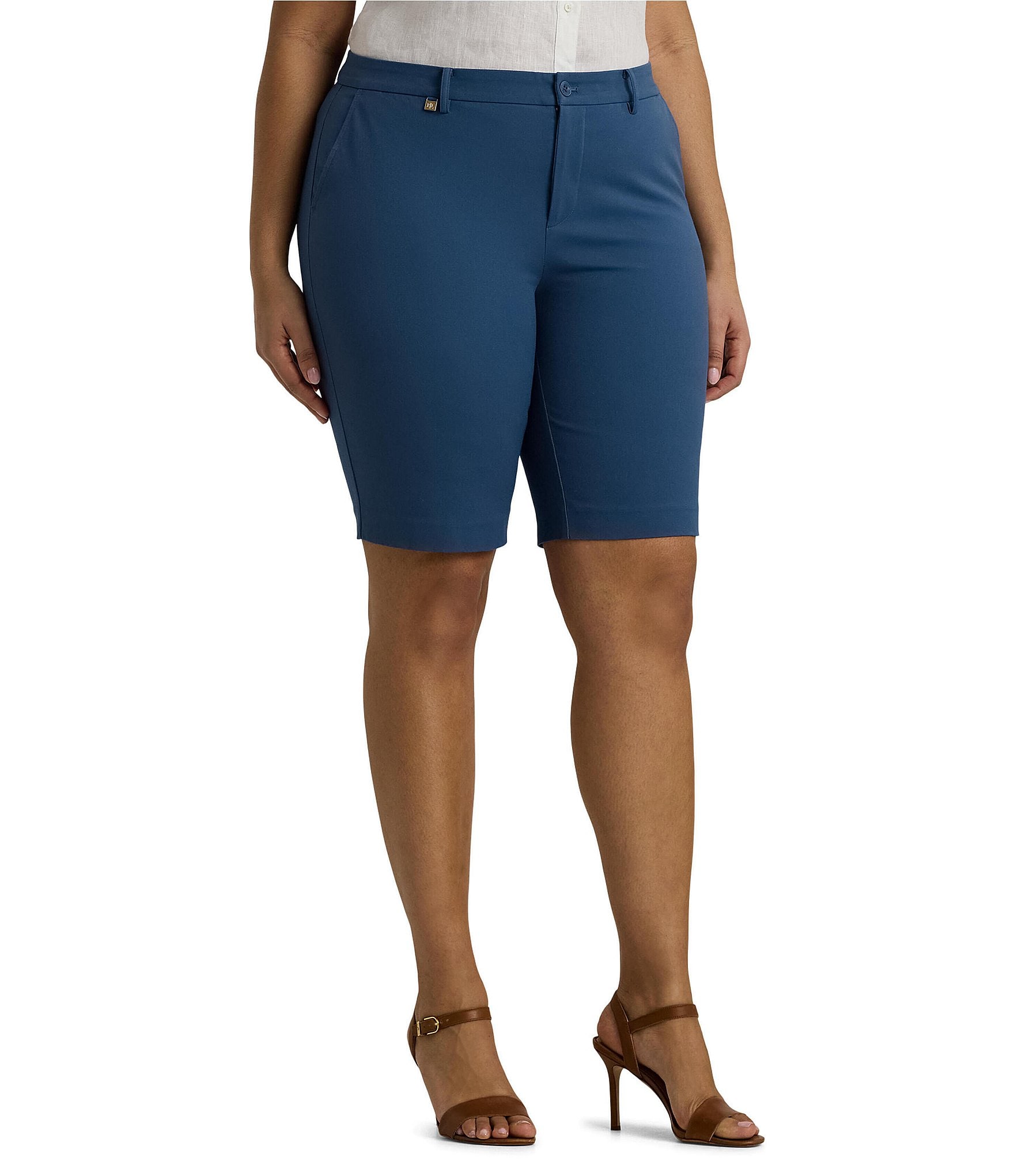 Lauren Ralph Lauren Plus Size Stretch Cotton Twill Shorts | Dillard's