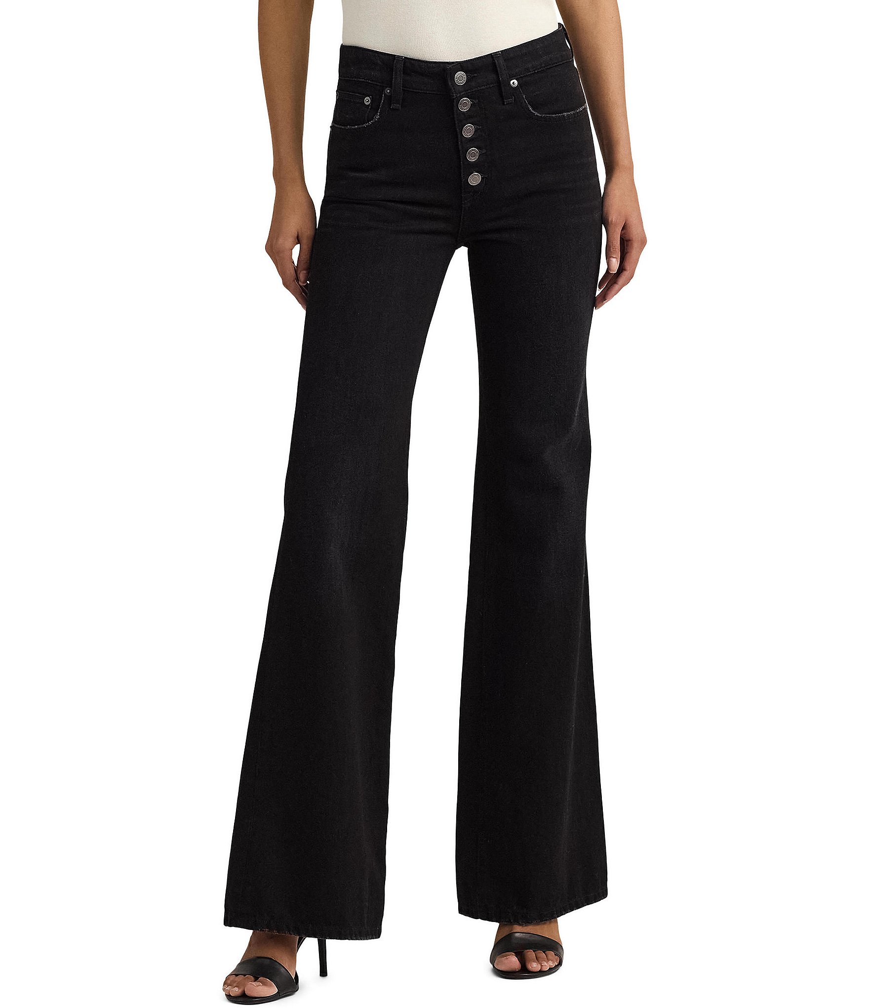 Women's Polyester Viscose Classic Flared Pants (4, Black) : Ralph Lauren:  : Clothing, Shoes & Accessories