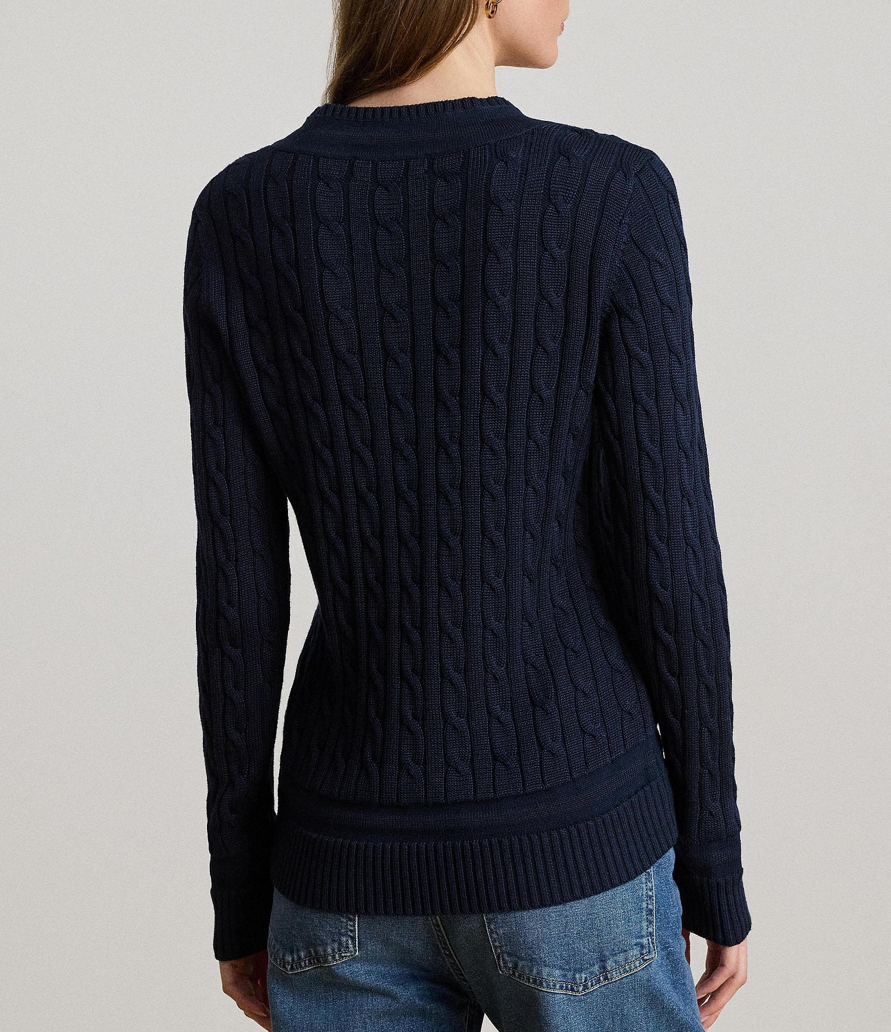 Lauren Ralph Lauren Ribbed Knit V-Neck Long Sleeve Cricket Sweater Top